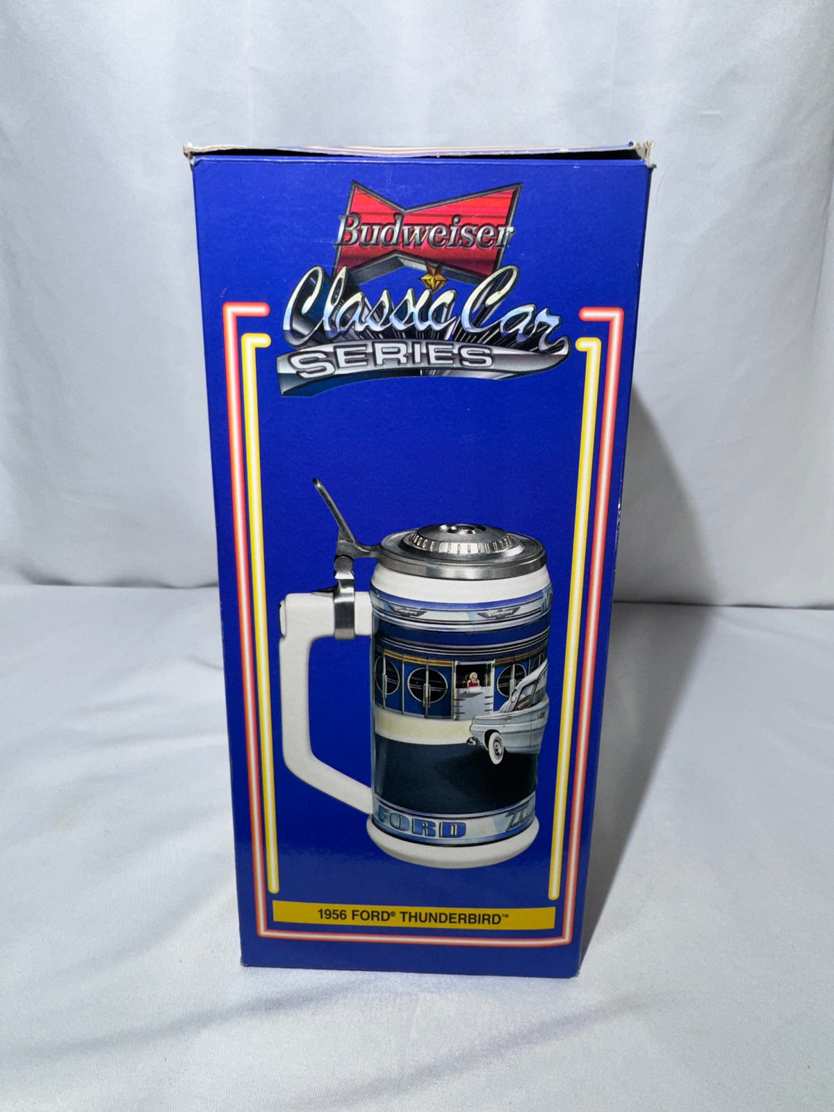 Vintage 1956 Ford Thunderbird Convertible Budweiser Beer Stein – Classic Car Series – Original Box