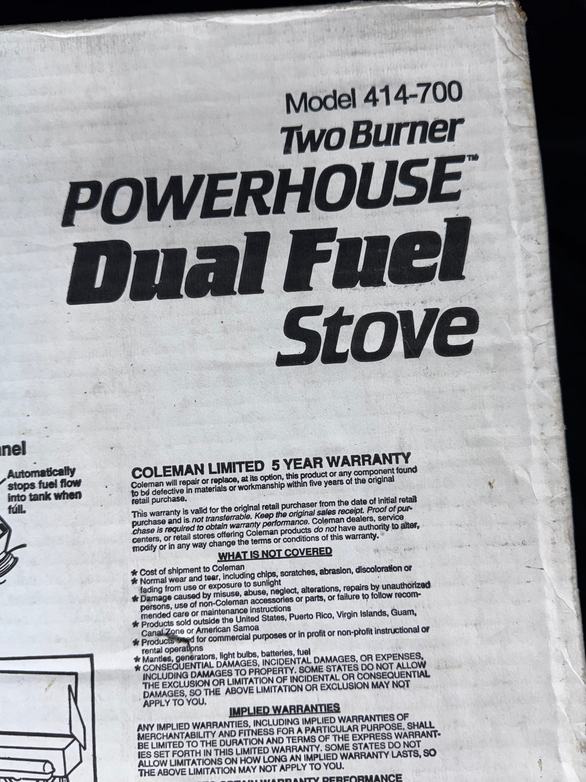 Vintage Coleman 414-700 Powerhouse Dual Fuel 2-Burner Camp Stove – Original Box – May 1994
