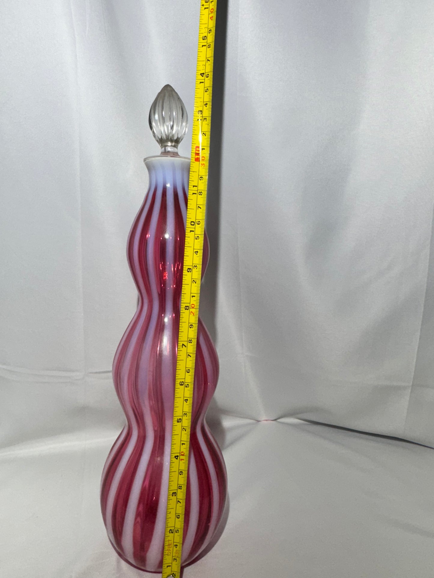 Vintage Fenton Cranberry New World Rib Optic Decanter w/ Stopper – 1953 – 14.5”