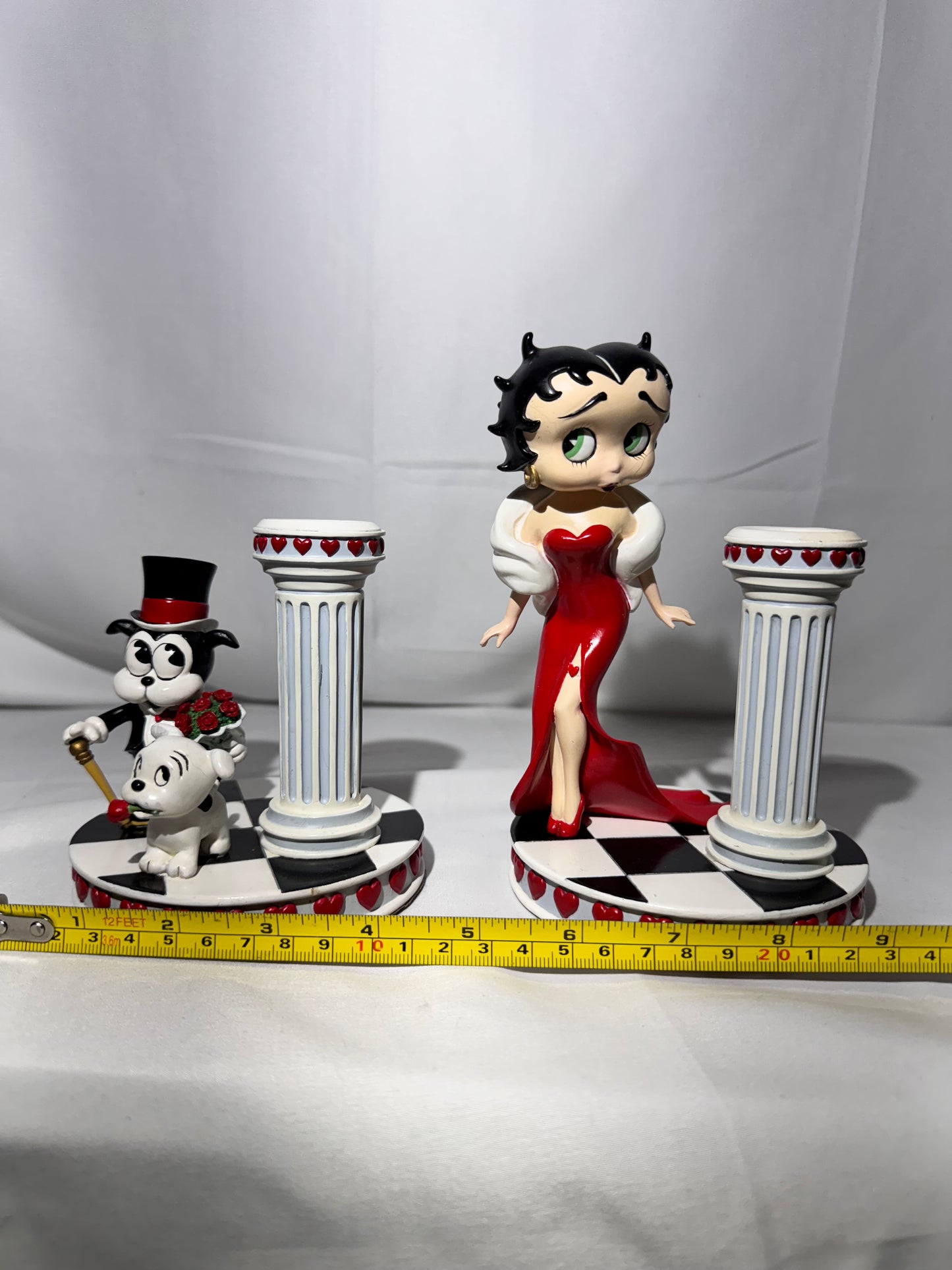 Betty Boop “Enchanted Evening” Collector Candlestick Set Pudgy & Bimbo – Rare
