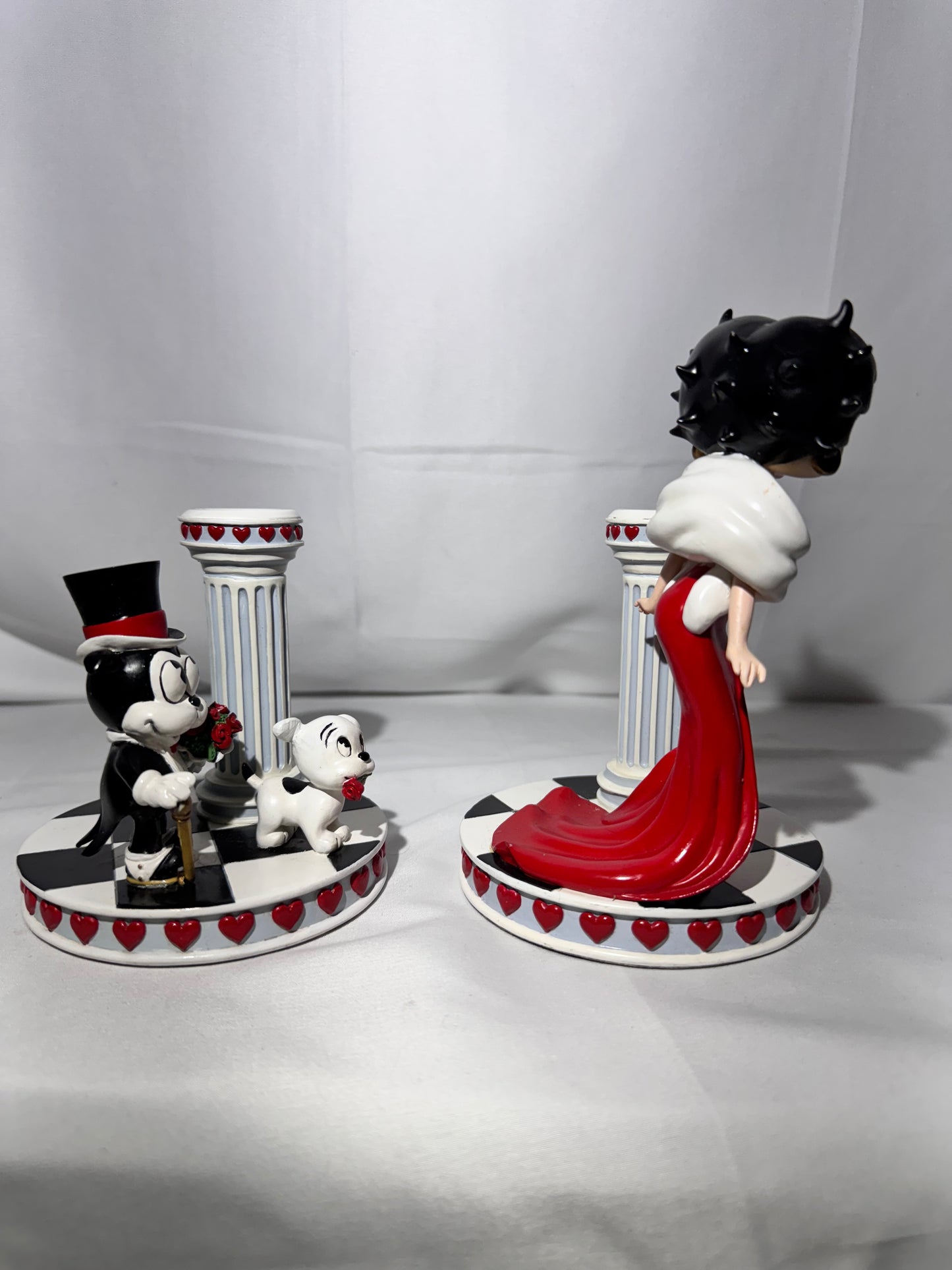 Betty Boop “Enchanted Evening” Collector Candlestick Set Pudgy & Bimbo – Rare