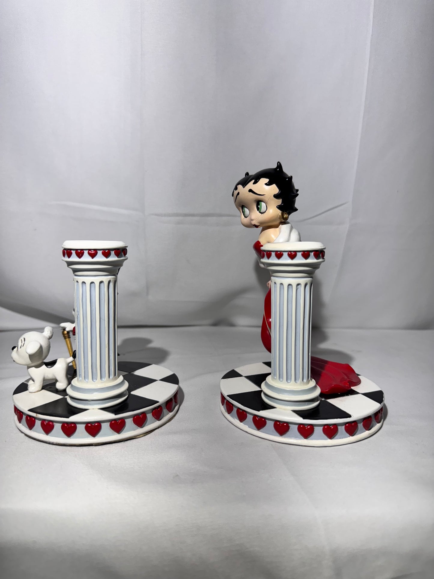 Betty Boop “Enchanted Evening” Collector Candlestick Set Pudgy & Bimbo – Rare