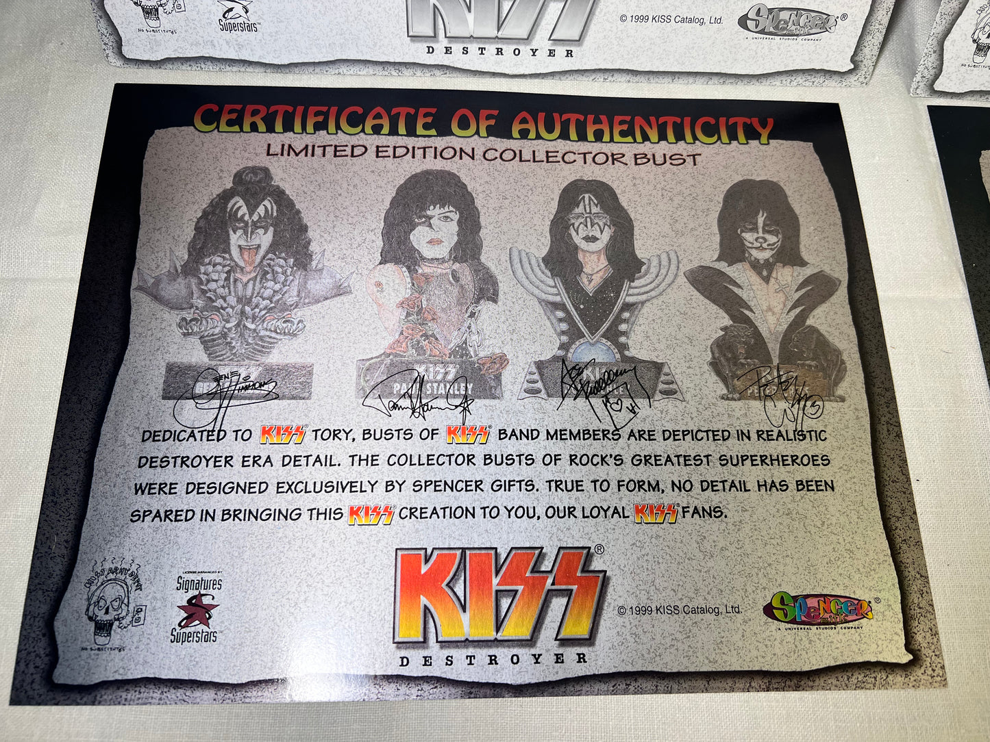 Rare- KISS - set of 4 Bust- 1999 Licensed arranged by Signatures Superstars-