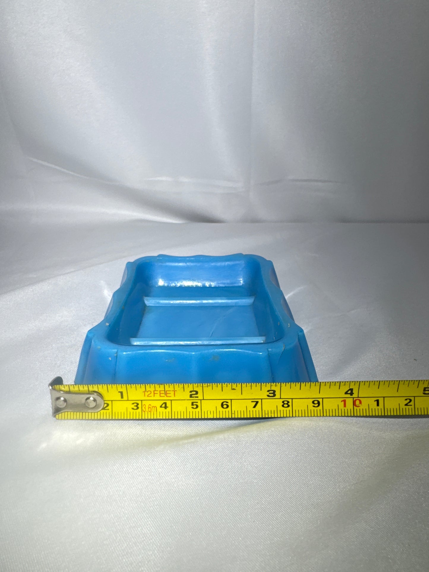 Antique Victorian Blue Opaline Milk Glass Vanity Tray Soap Dish Jewelry Trinket 4.5”