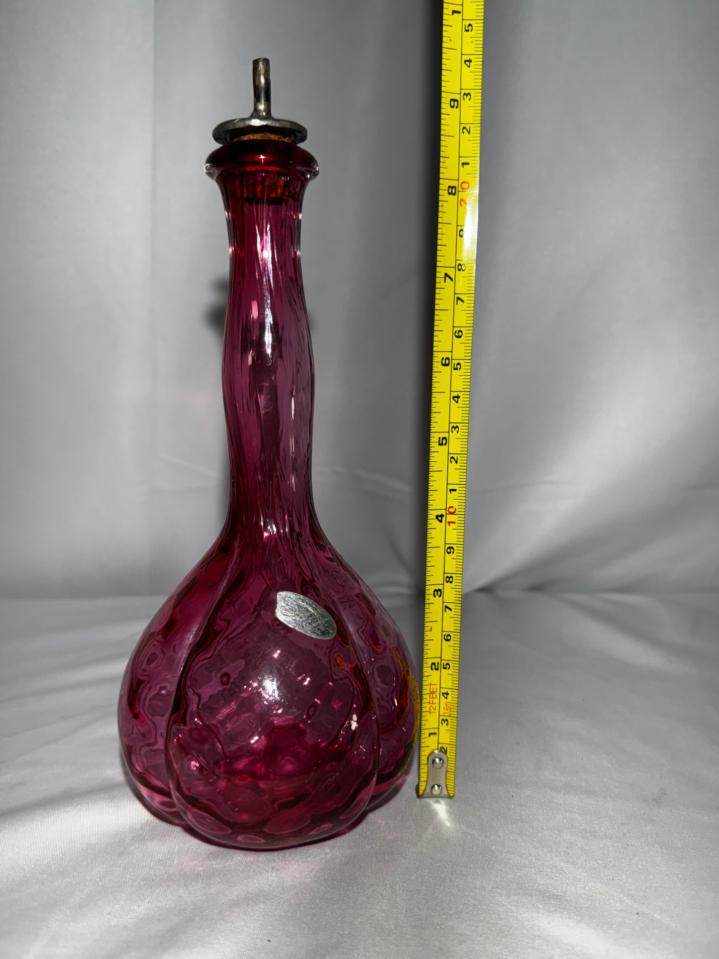 Vintage Fenton Cranberry Glass Barber Bottle – Quilted Pattern Bitters Style Decanter
