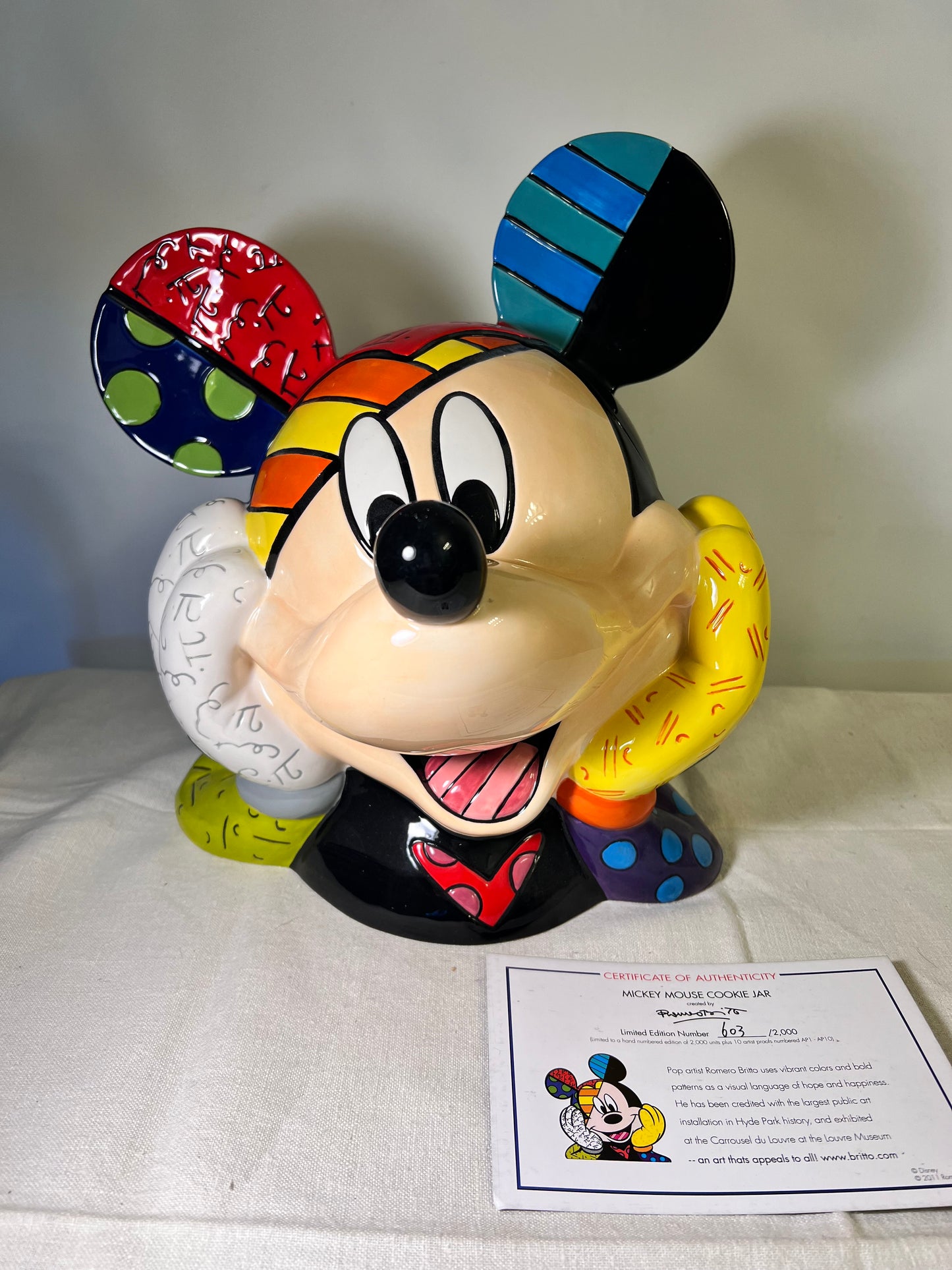 Mickey Mouse- Britto- Cookie Jar- 603/2,000 - Signed and numbered- Disney