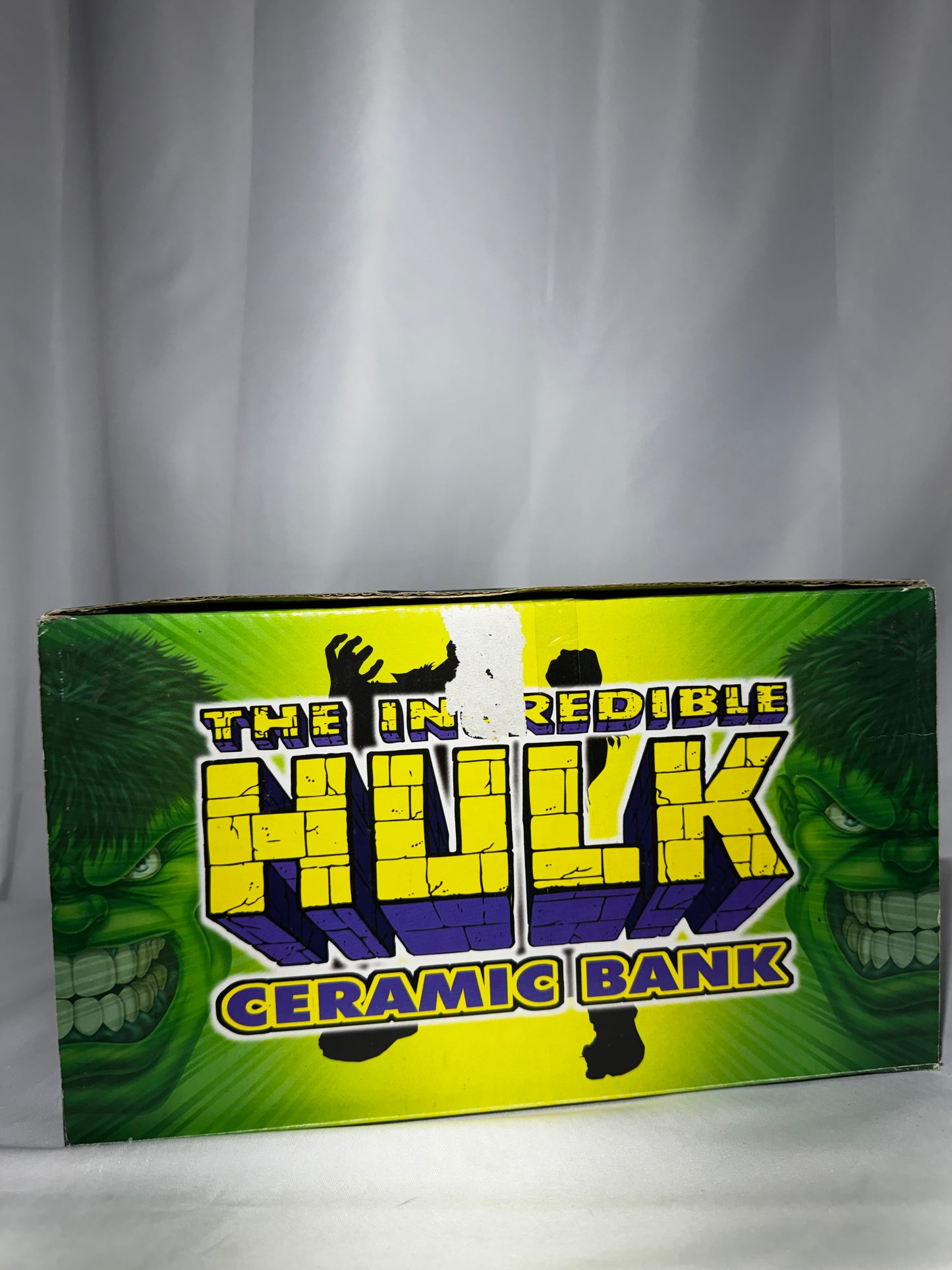 Marvel Incredible Hulk Green Ceramic Coin Bank Comic Images w/ Original Box 7β