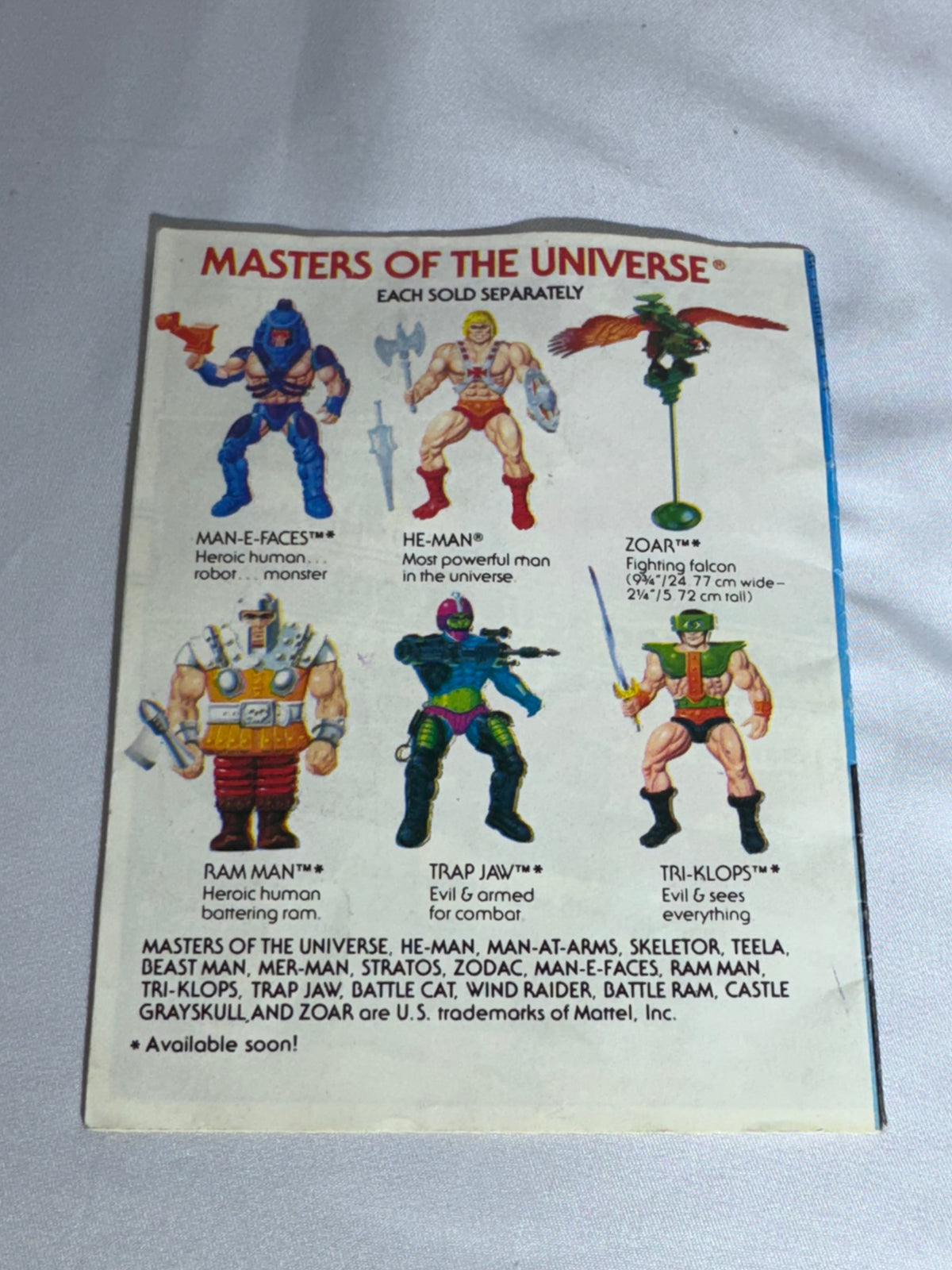 Vintage 1981 Mattel Masters of the Universe Stratos Action Figure with Mini-Comic