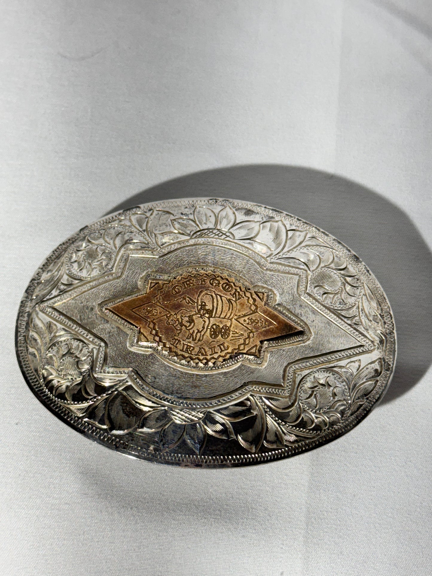 Oregon Trail 1993 Sesquicentennial Sterling Silver Belt Buckle by ZPT Silver Co.