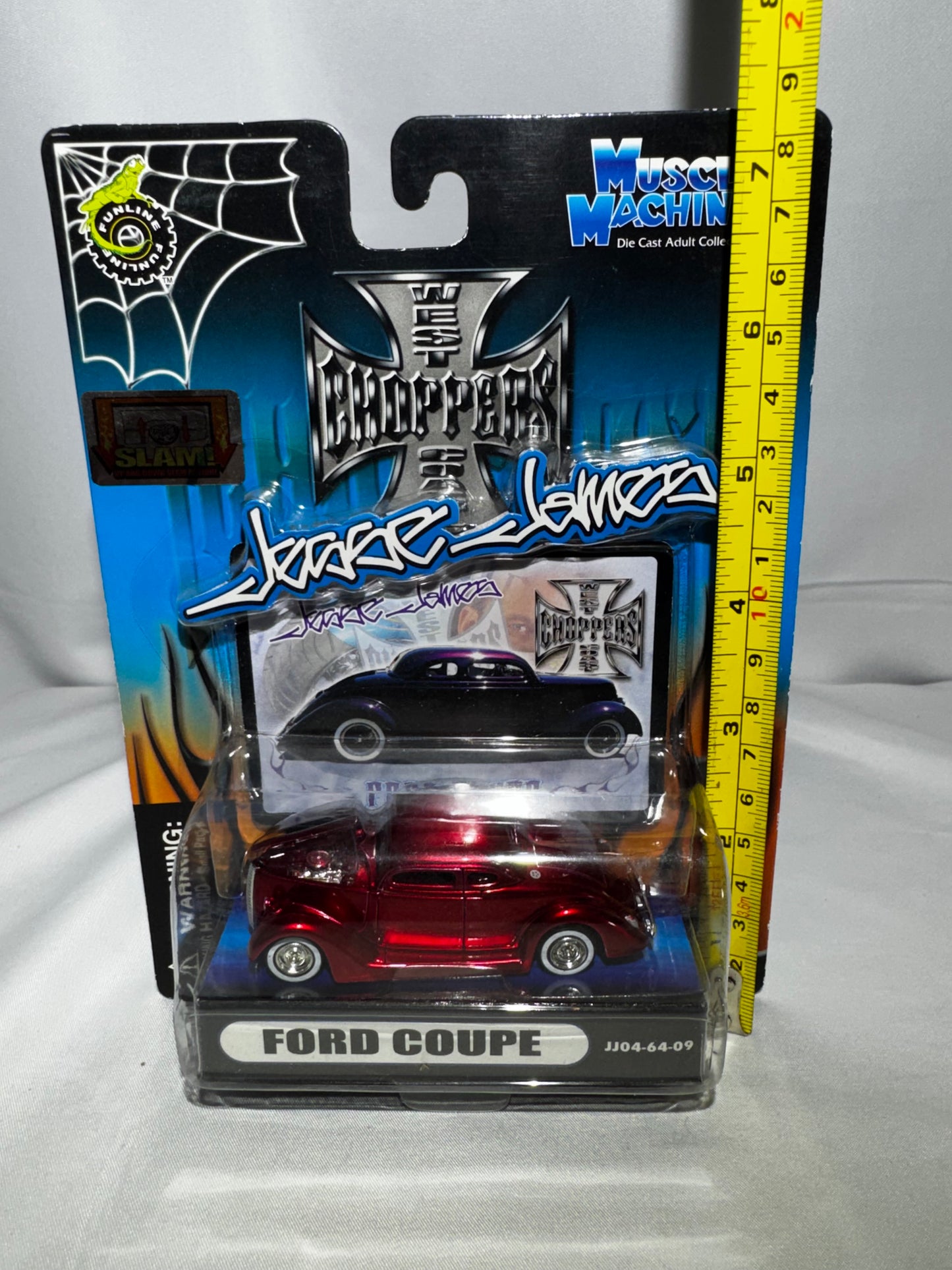 Muscle Machines Jesse James West Coast Choppers Ford Coupe Red 1:64 Diecast JJ04-64-09