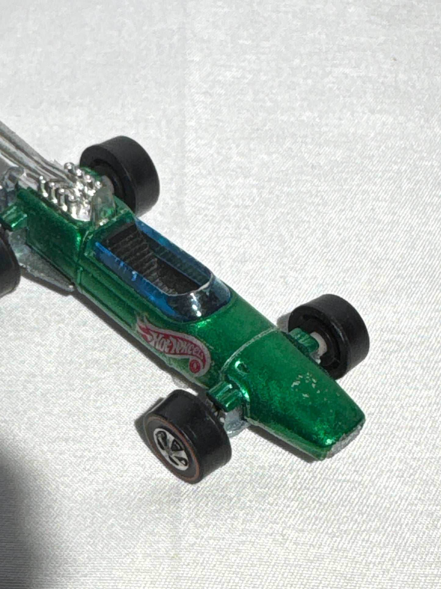 Hot Wheels 1969 Brabham Repco F1 – Redline Series – Metallic Green – Foreign Patent Pending / Hong Kong / USA