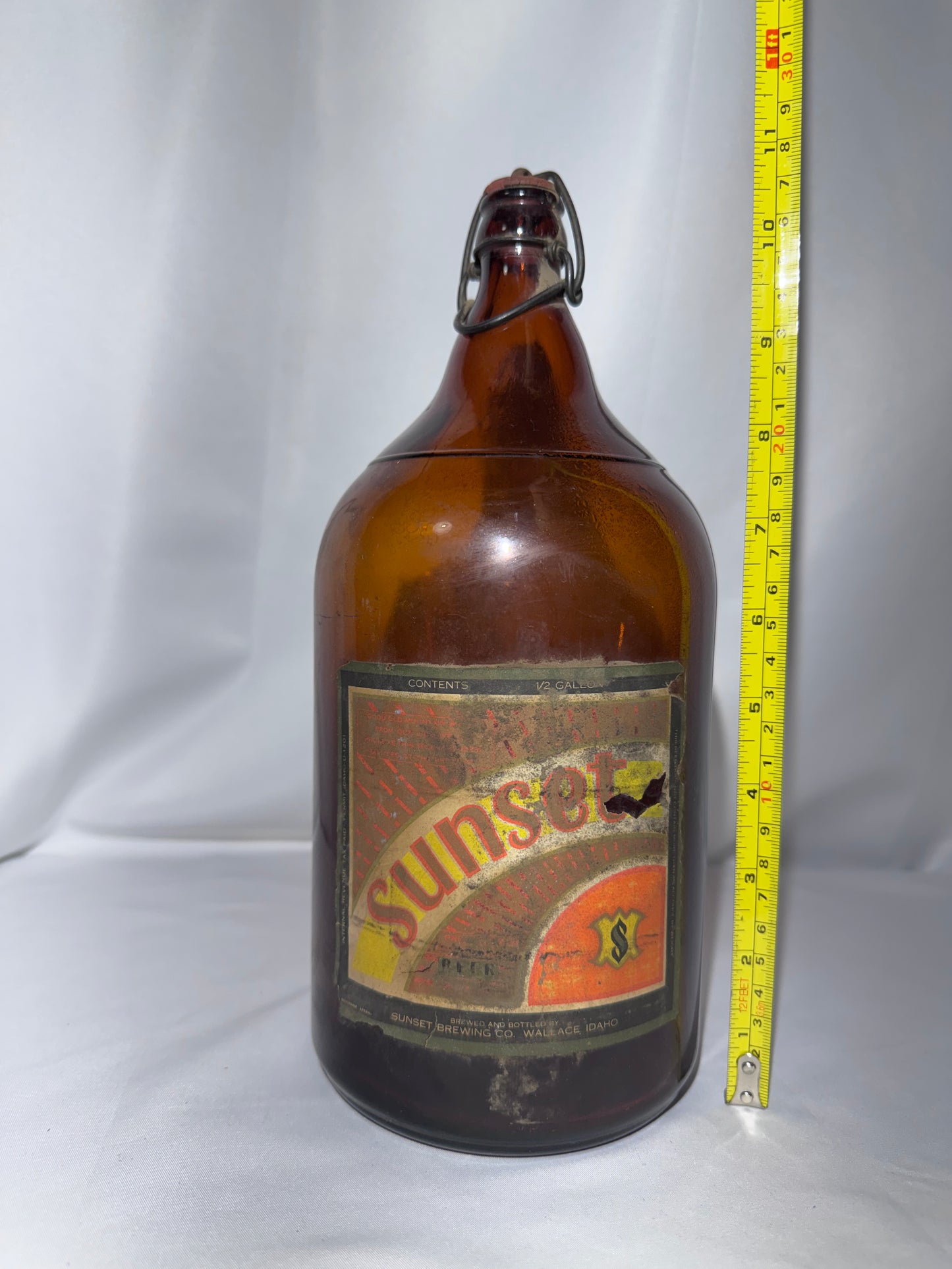 RARE 1934–1937 Sunset Brewing Co. Wallace Idaho 1/2 Gallon Amber Jug – Vintage Bottle – Fallout Crossover