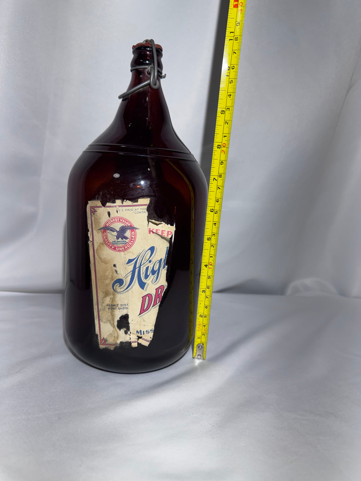 Vintage 1930s–1940s Highlander Beer Jug – Half Pint – Missoula, Montana
