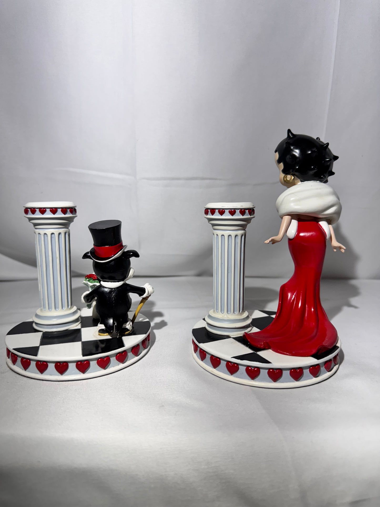 Betty Boop “Enchanted Evening” Collector Candlestick Set Pudgy & Bimbo – Rare