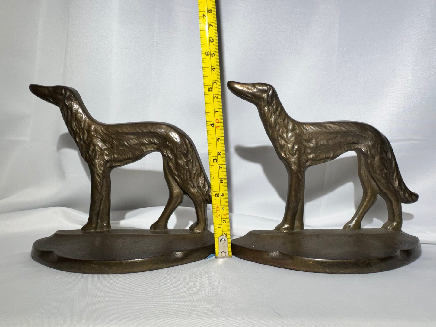 Pair of Art Deco Russian Wolfhound Cast Iron Bookends – c. 1929 Connecticut Foundry