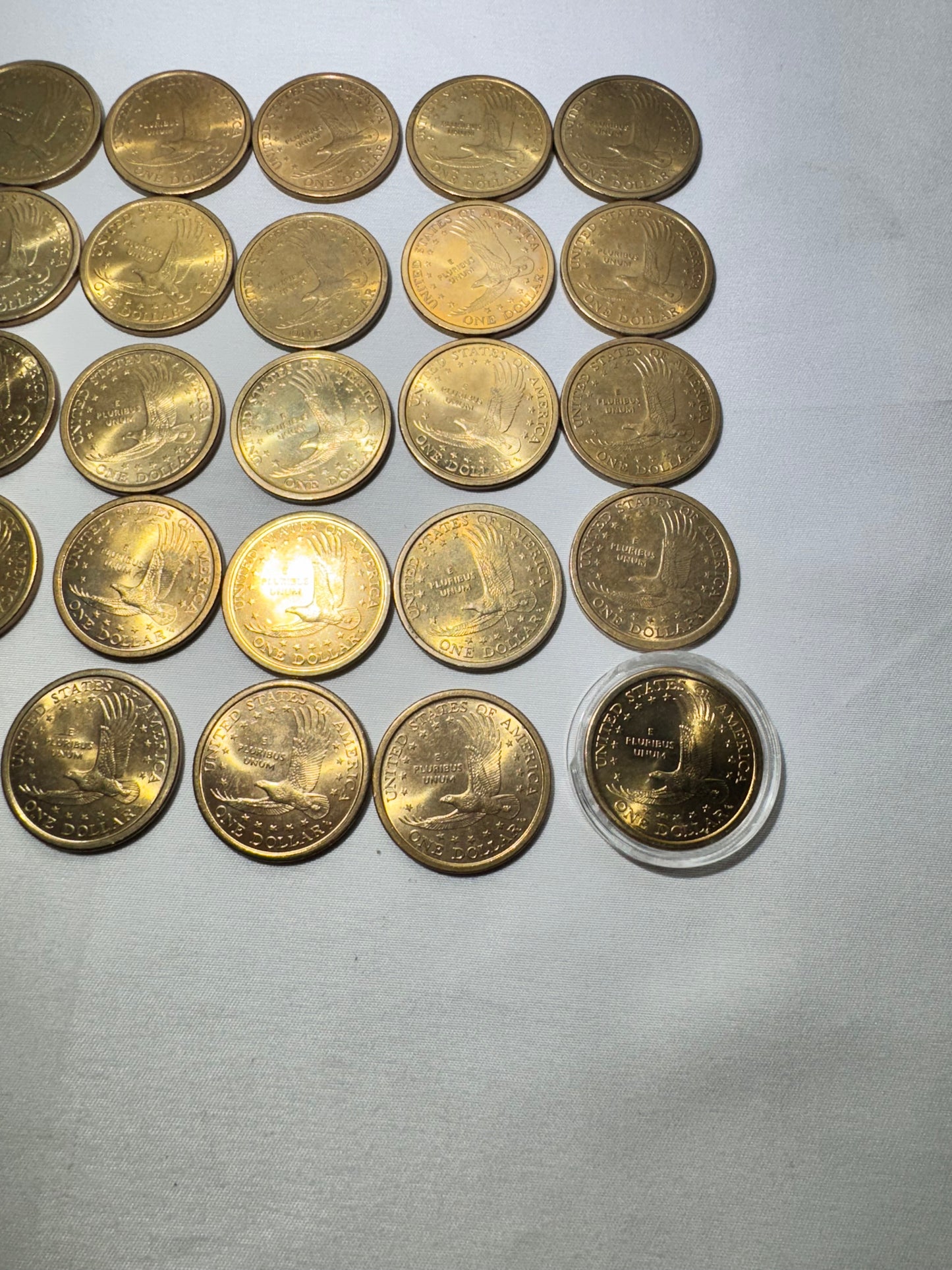 Lot of 25 United States Sacagawea One Dollar Coins – 2000, 2001 & 2002 – One Colorized Coin Included