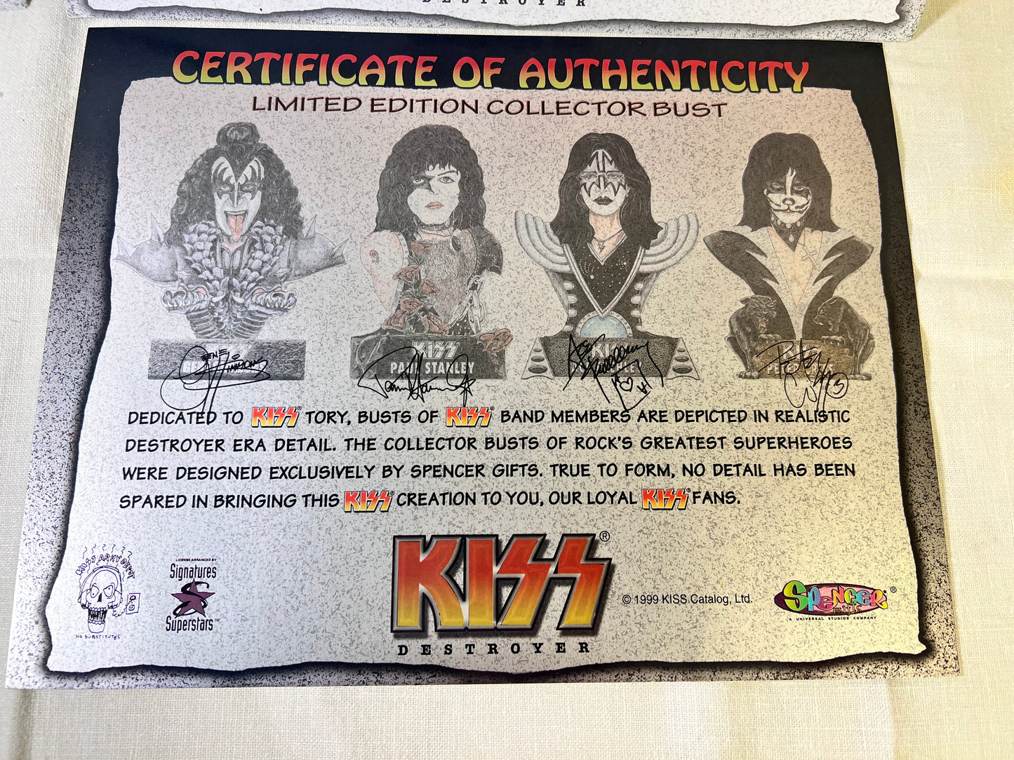 Rare- KISS - set of 4 Bust- 1999 Licensed arranged by Signatures Superstars-