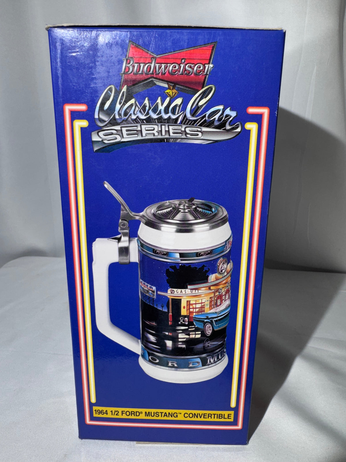 Budweiser 1964 1/2 Ford Mustang Convertible Beer Stein – Classic Car Series – 2000 – Box & COA