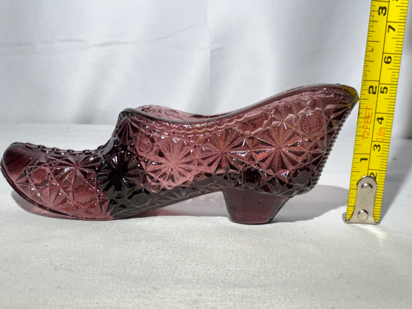 Vintage Fenton Daisy & Button Slipper Shoe – Amethyst Purple Glass