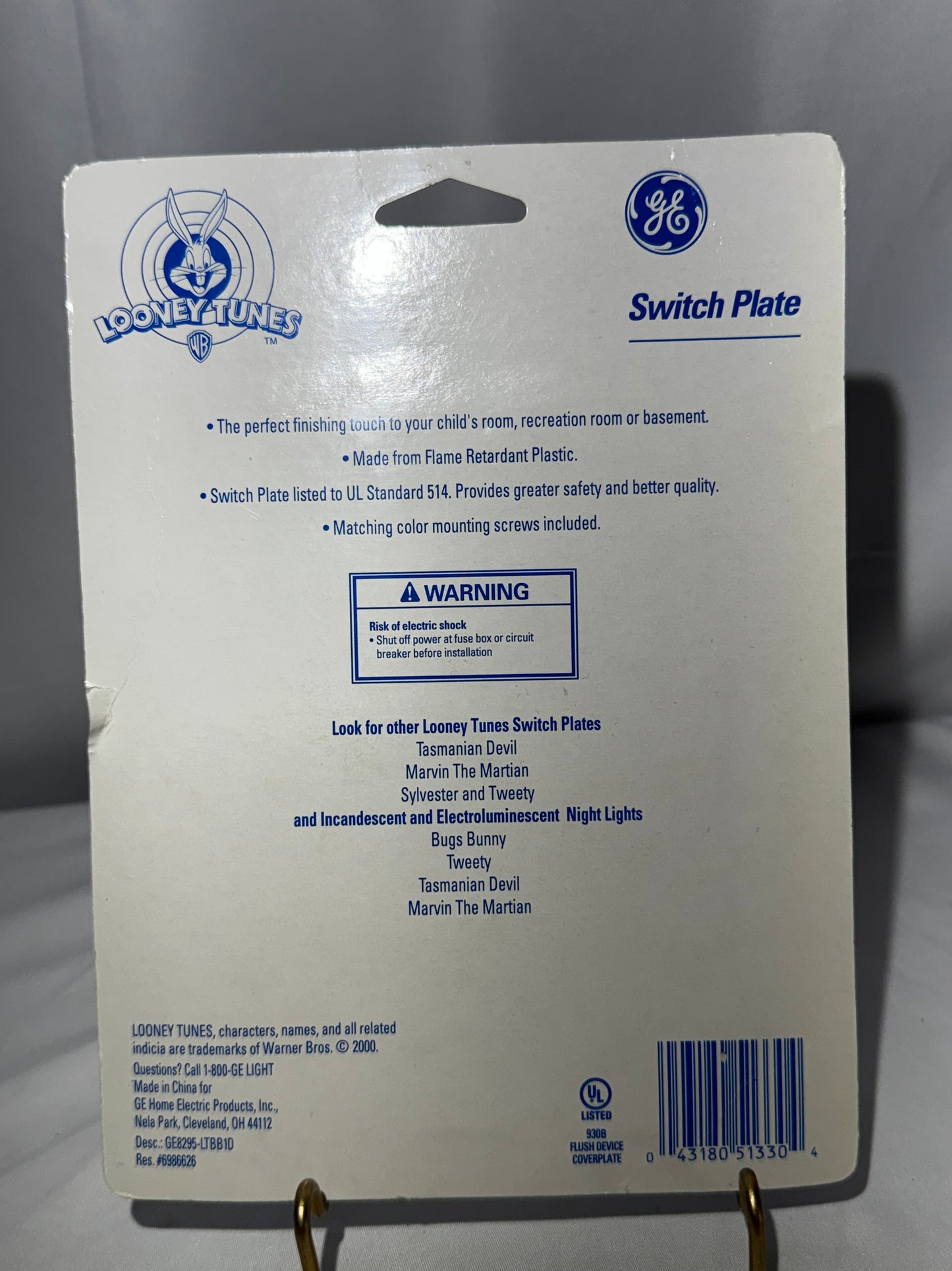 Vintage 2000 Looney Tunes Bugs Bunny GE Light Switch Plate Sealed