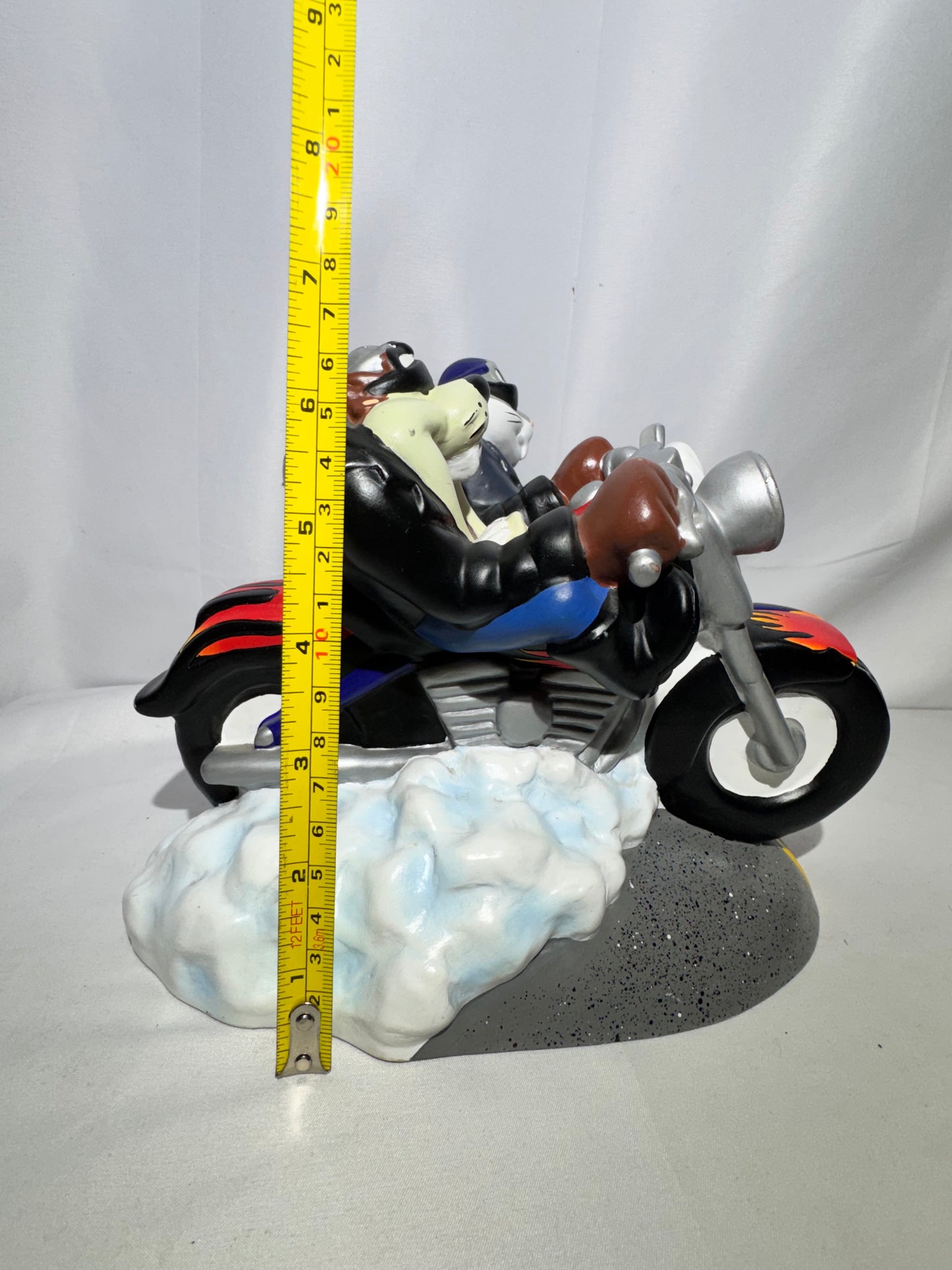 Vintage 2000 Warner Bros. Looney Tunes Taz & Bugs Bunny Harley Davidson Motorcycle Bank