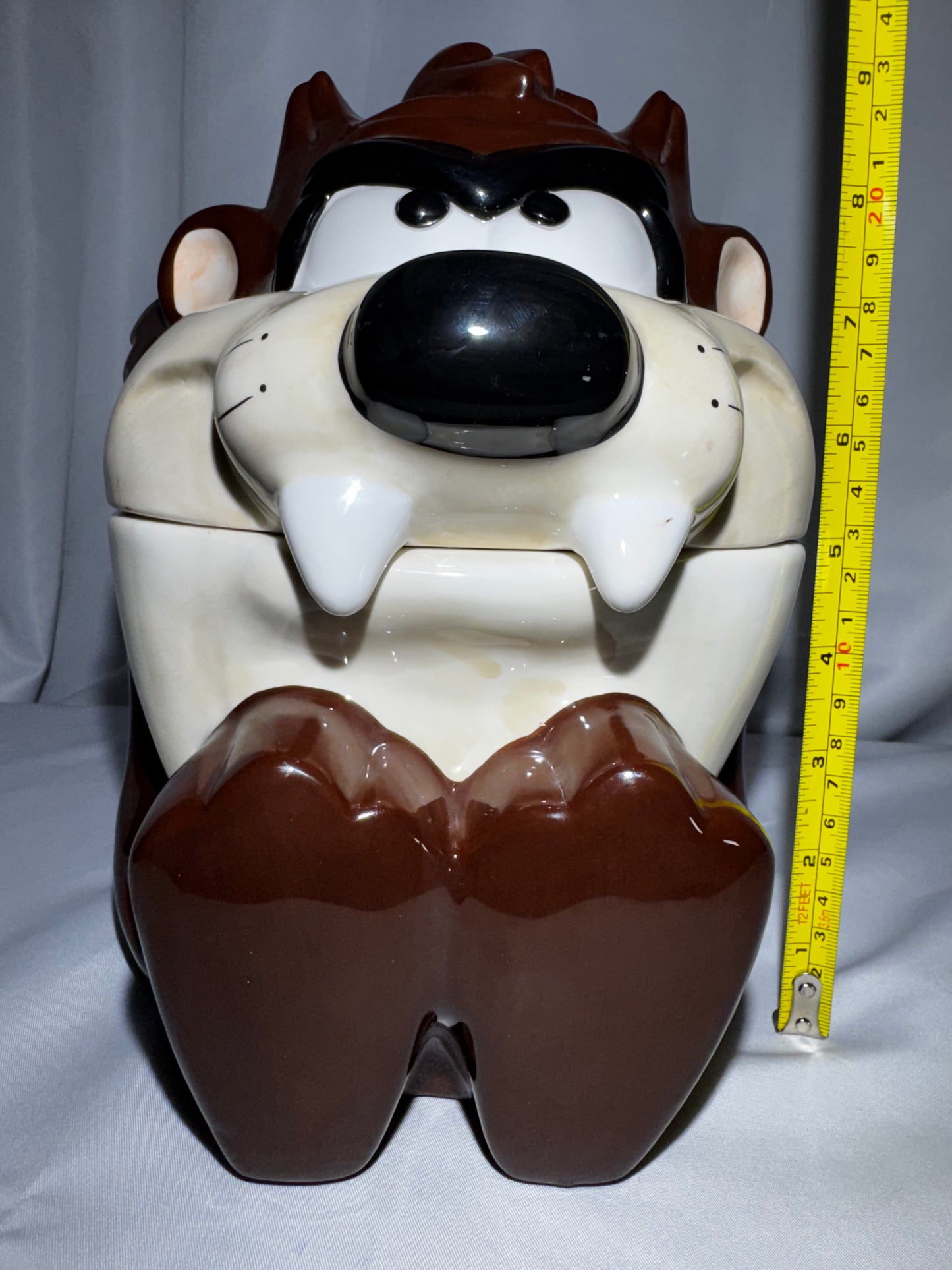 Warner Bros Taz Cookie Jar Canister 1995 Looney Tunes 9.5” Airtight Lid Vintage