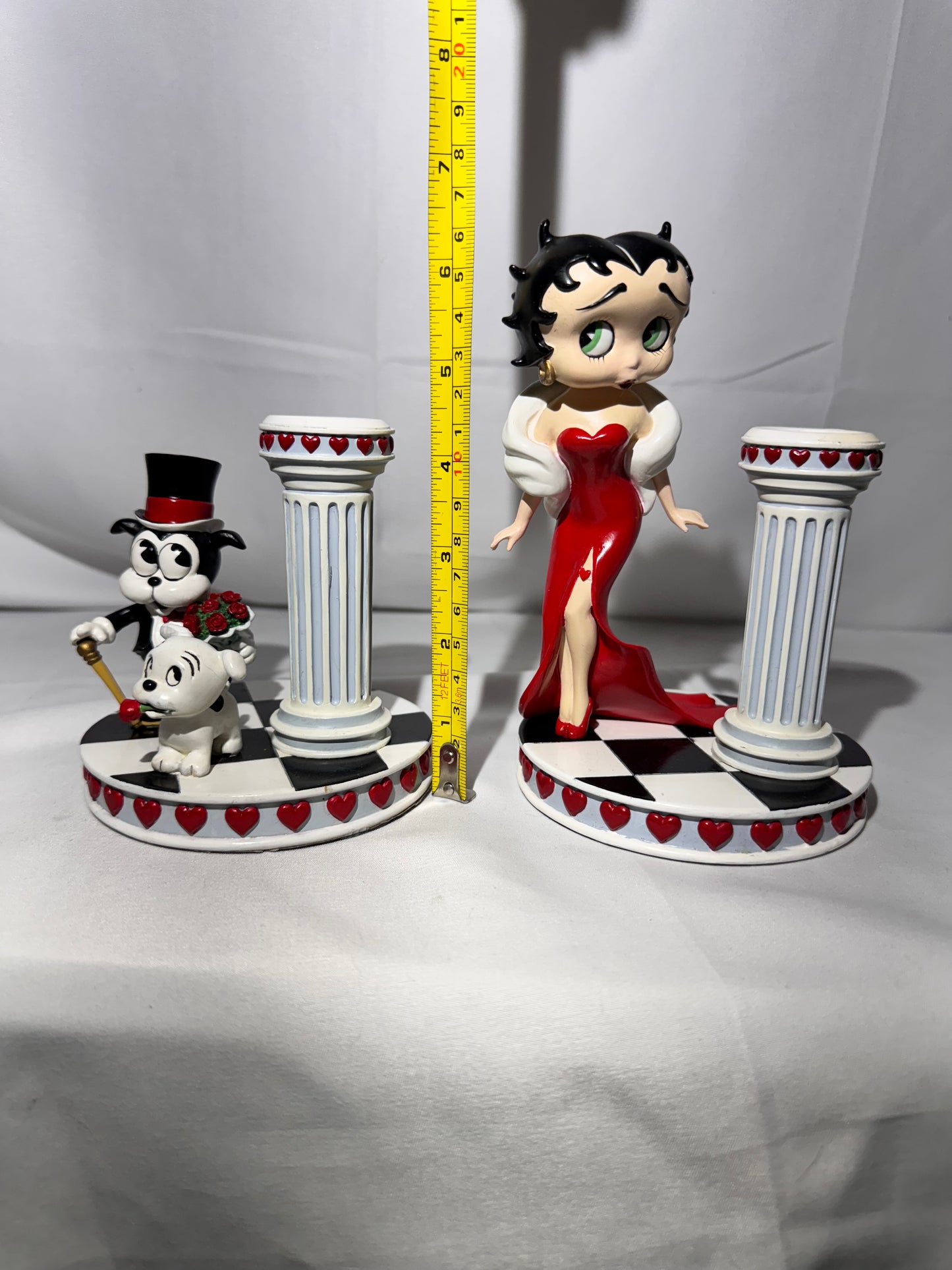 Betty Boop “Enchanted Evening” Collector Candlestick Set Pudgy & Bimbo – Rare