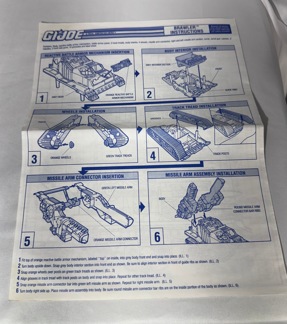 Vintage 1990 Hasbro G.I. Joe Brawler Vehicle w/manual