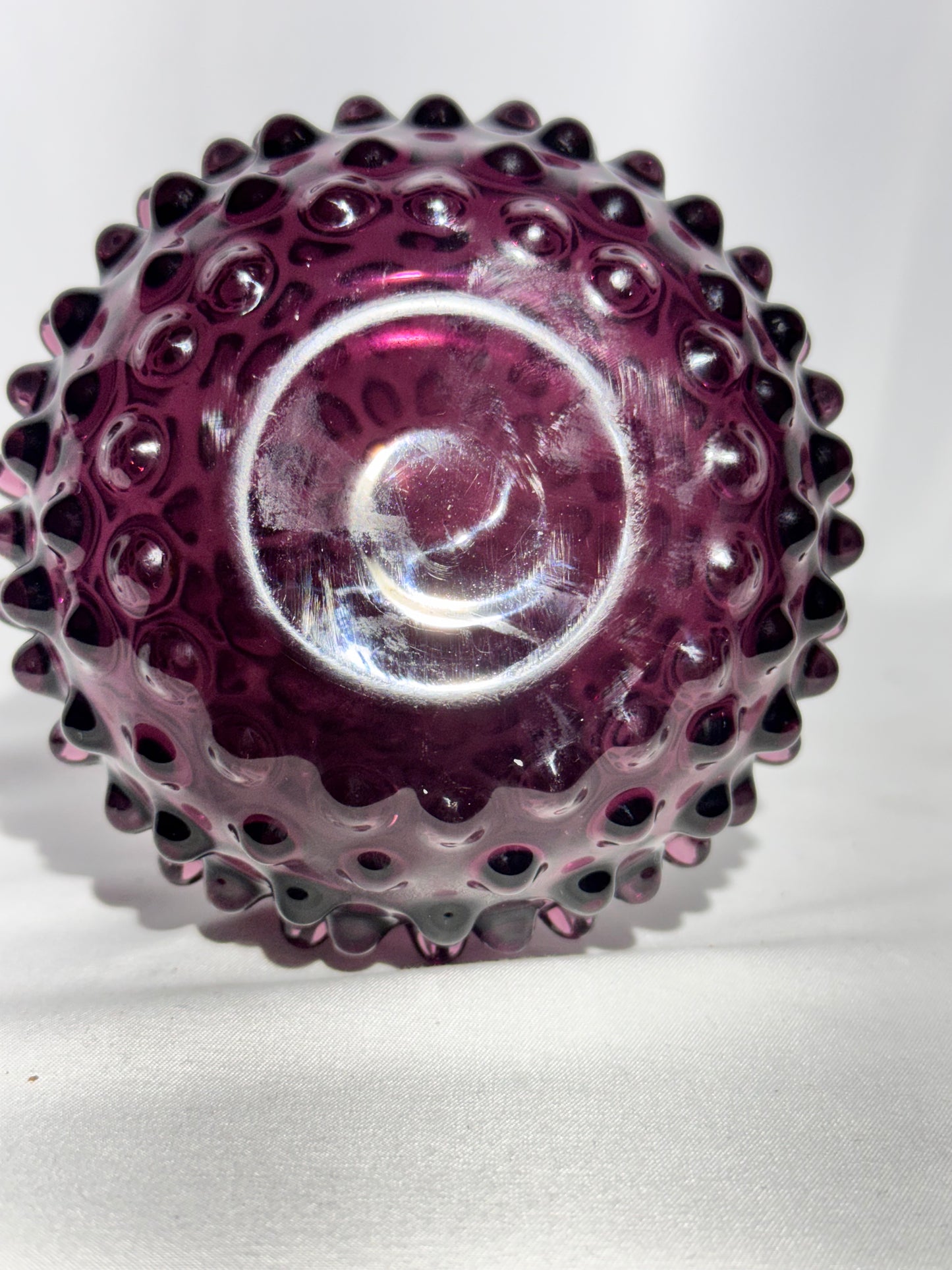 Vintage Amethyst Purple Hobnail Glass Genie Bottle Decanter / Barber Bottle