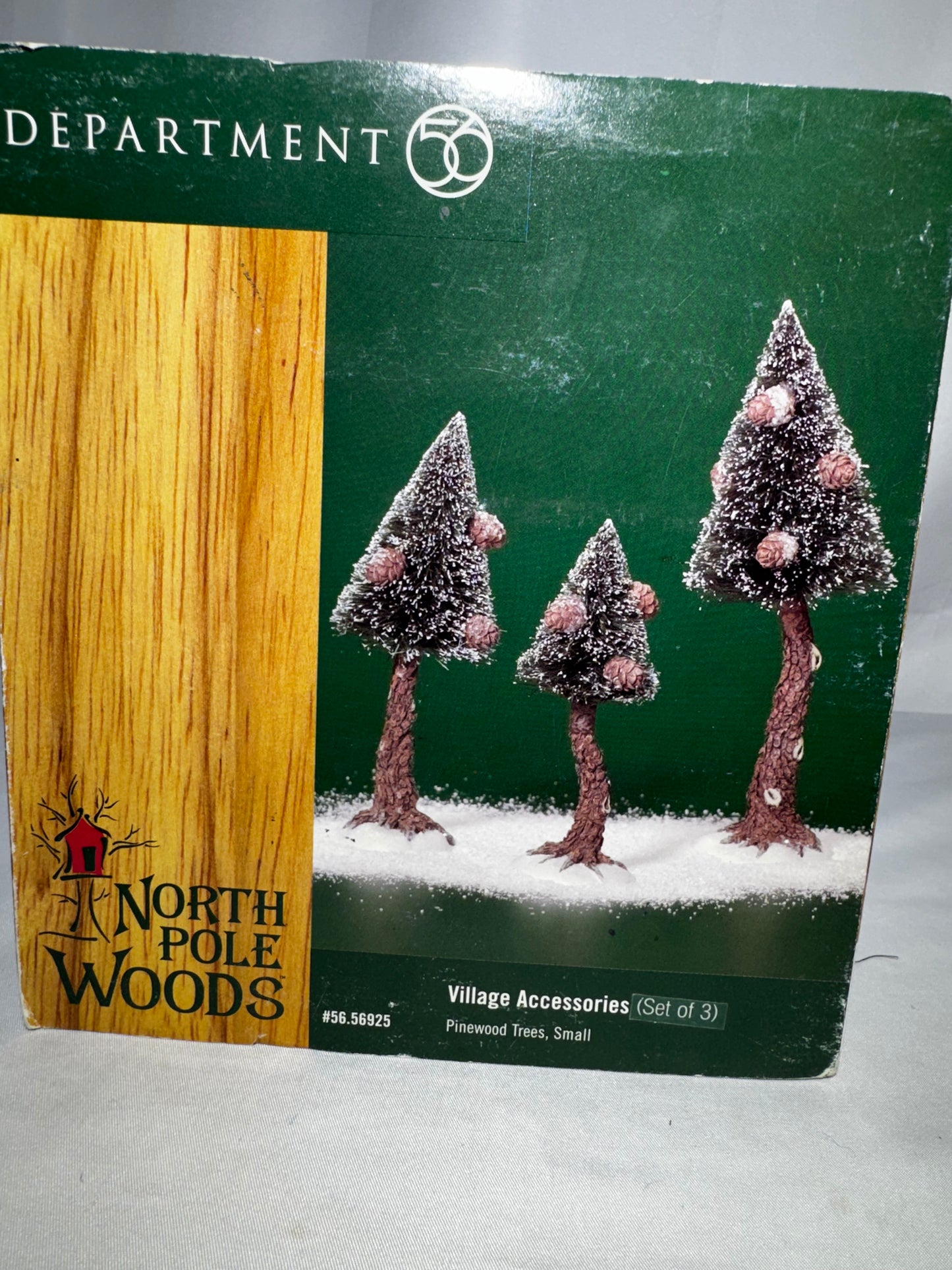 Department 56 North Pole Woods Pinewood Trees Set of 3 Flocked Christmas Village Accessory 56.56925 Retired