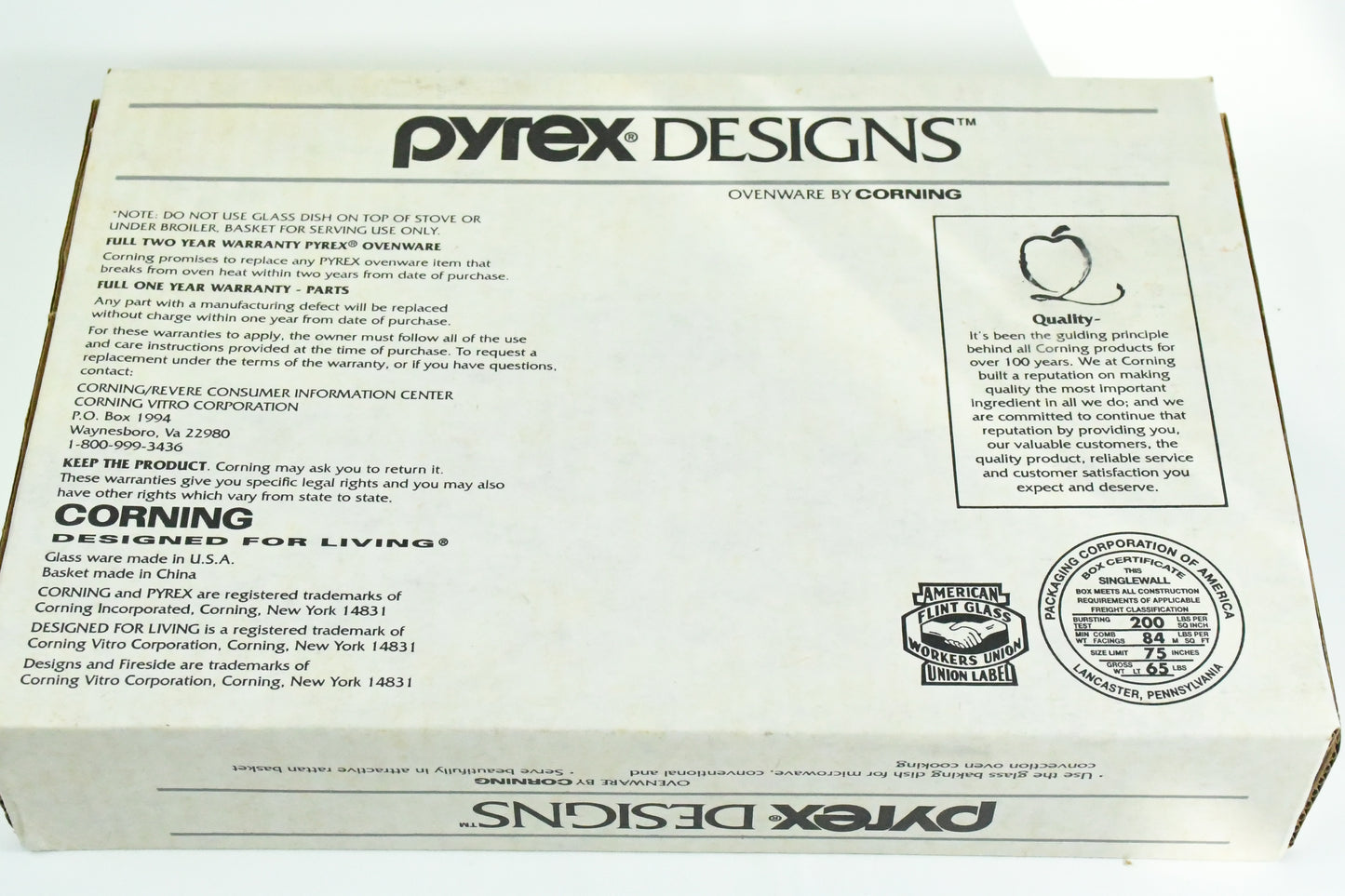 Pyrex Baking Dish and Basket-NIB-CorningWare- Original Packaging-VTG