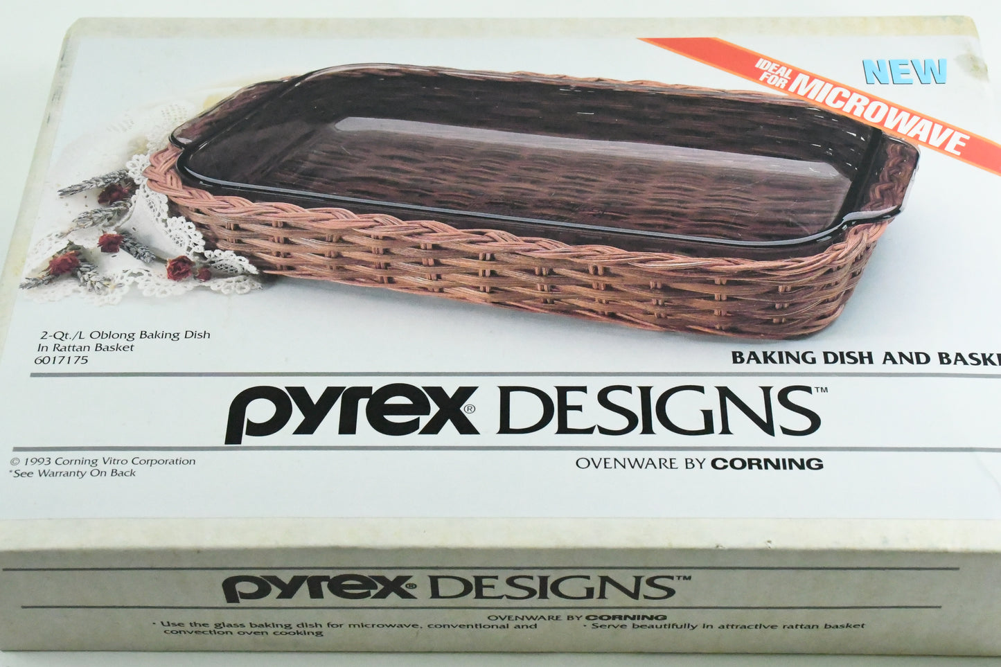Pyrex Baking Dish and Basket-NIB-CorningWare- Original Packaging-VTG