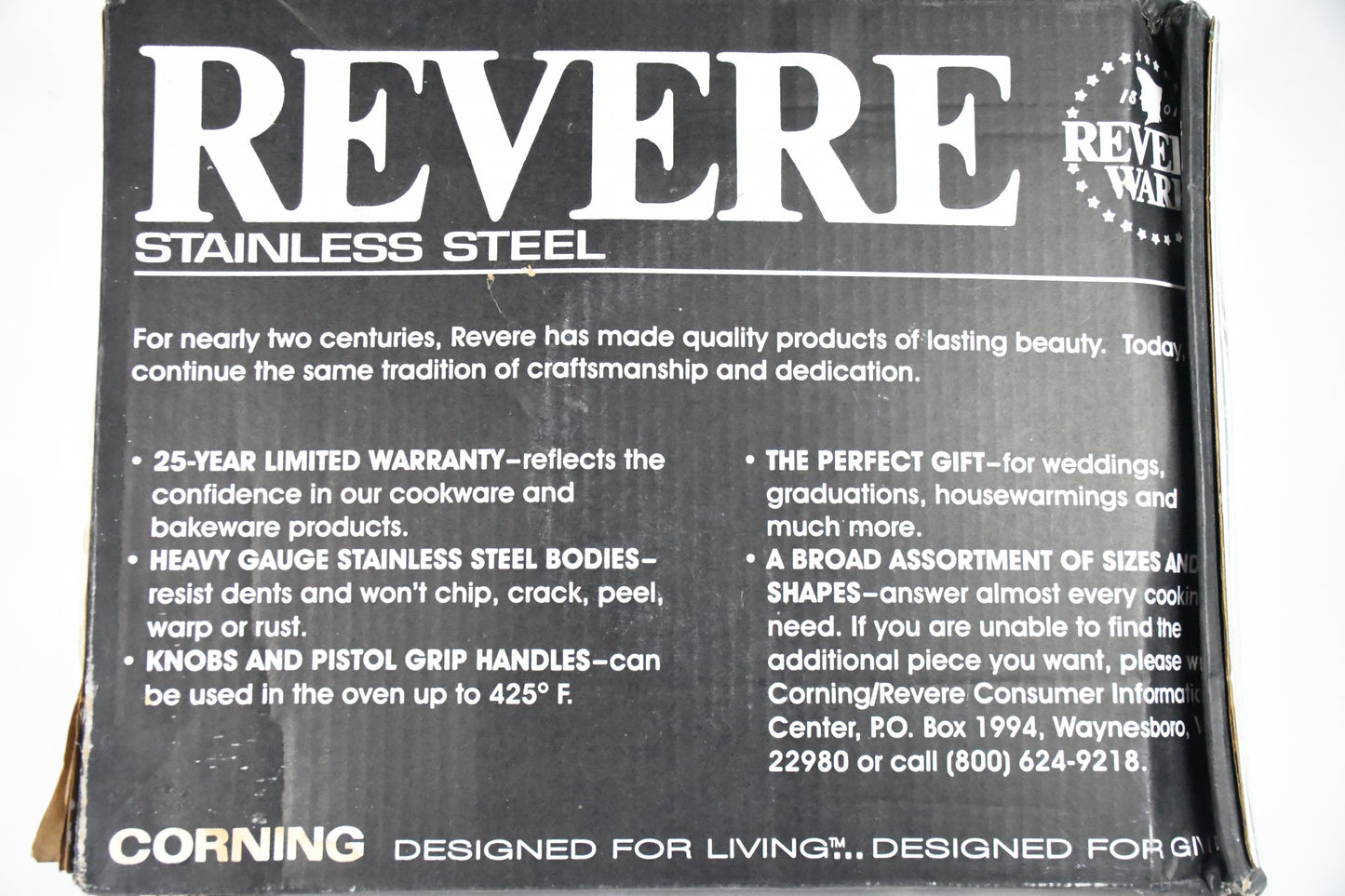 Revere Ware -Stainless Steel-12-inch Covered Skillet -3520527-Corning-Aluminum Disc Bottom-1192