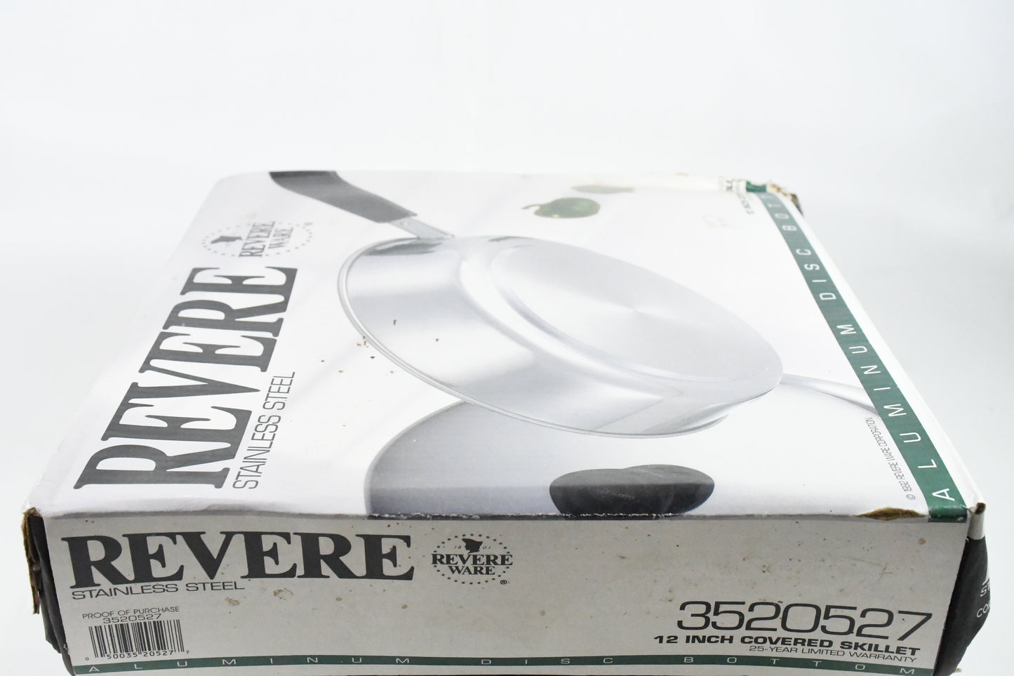 Revere Ware -Stainless Steel-12-inch Covered Skillet -3520527-Corning-Aluminum Disc Bottom-1192