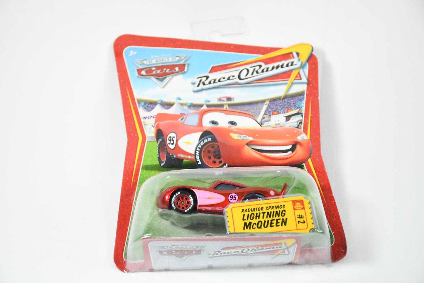 Disney-Pixar-Cars-Race O Roma-Radiator Springs Lighting McQueen #2-M1054--Mattel Red and Pink