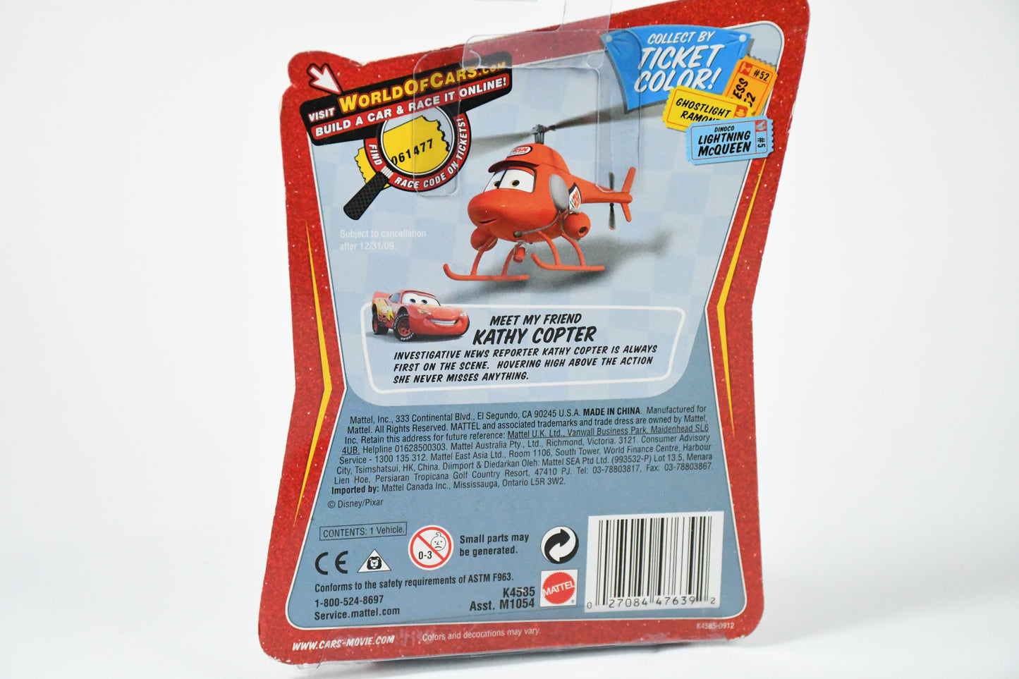 Disney-Pixar-Cars-Race O Roma-Radiator Springs Lighting McQueen #2-M1054--Mattel Red and Pink