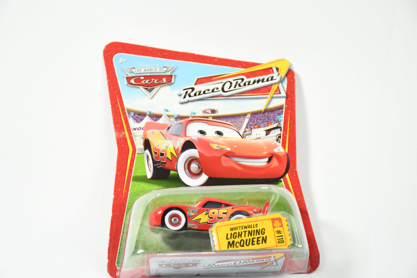 Disney-Pixar-Cars-Mattel-Whitewalls Lighting McQueen#110-Rac O Roma-M5438 M1054-NIB