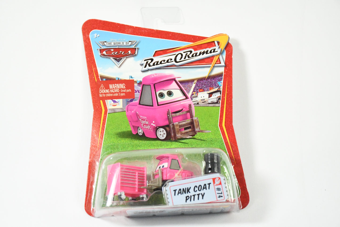 Disney-Pixar-Cars-Mattel-Tank Coat Pitty #74 -Race O Roma-N2483 N1054-NIB