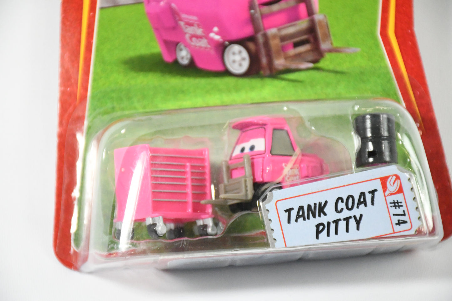Disney-Pixar-Cars-Mattel-Tank Coat Pitty #74 -Race O Roma-N2483 N1054-NIB