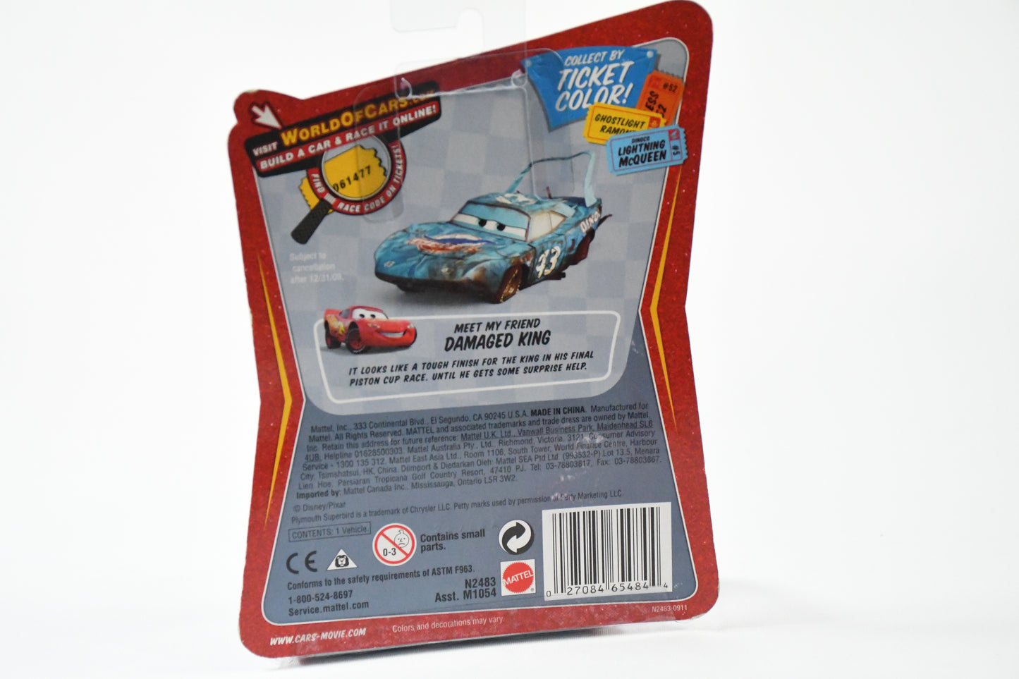 Disney-Pixar-Cars-Mattel-Tank Coat Pitty #74 -Race O Roma-N2483 N1054-NIB