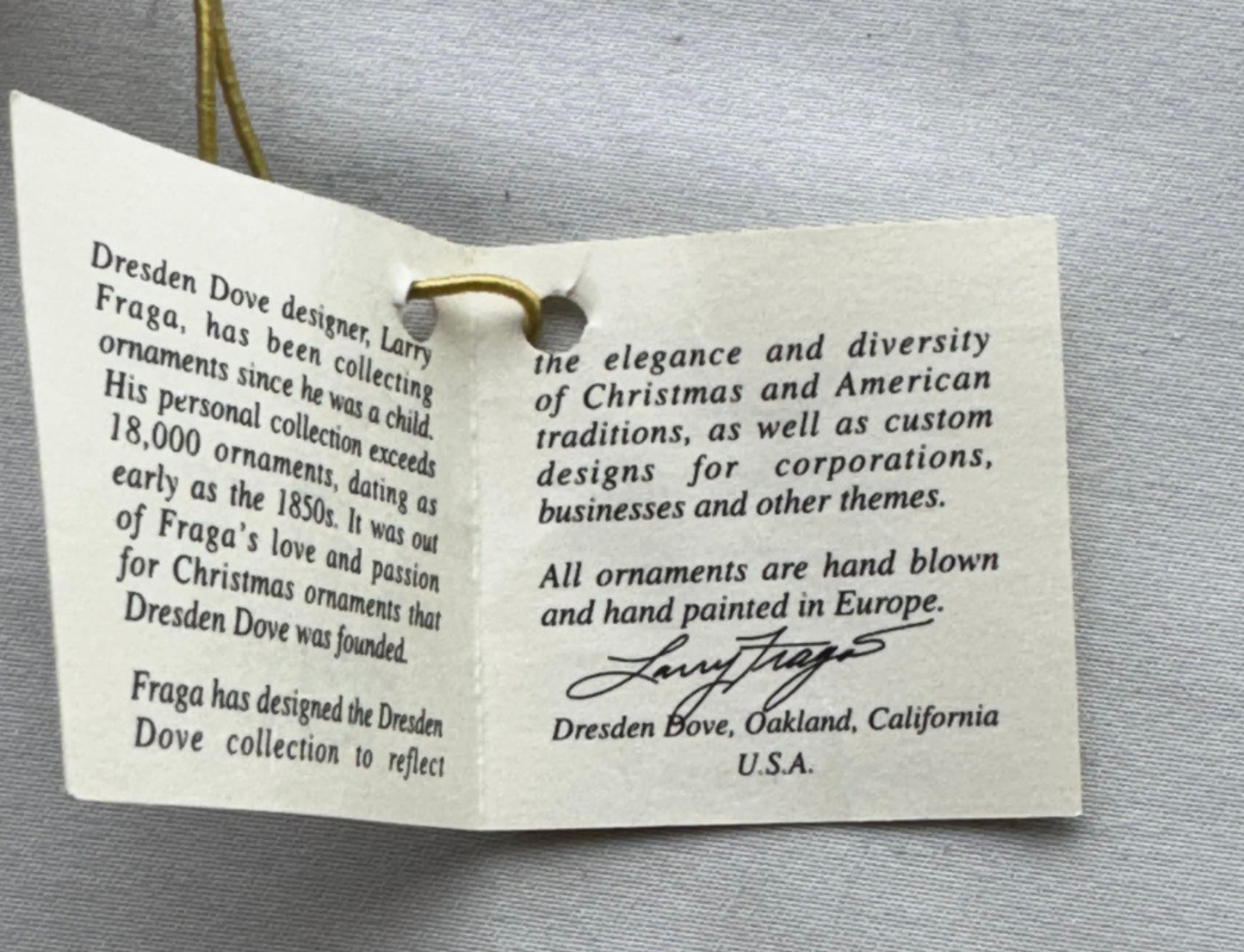 Donald Duck Santa Christmas Ornament – Dresden Dove Collection – Larry Fraga – Hand Blown & Hand Painted