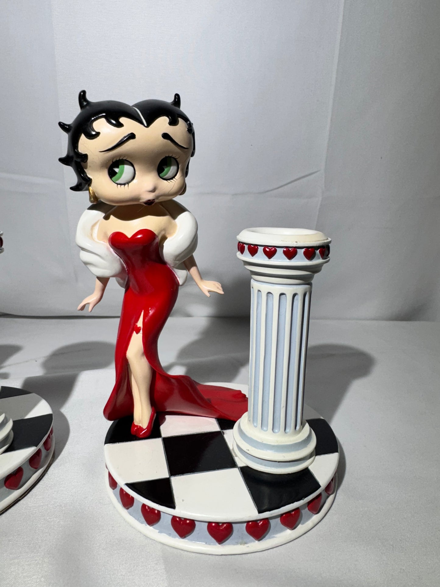 Betty Boop “Enchanted Evening” Collector Candlestick Set Pudgy & Bimbo – Rare