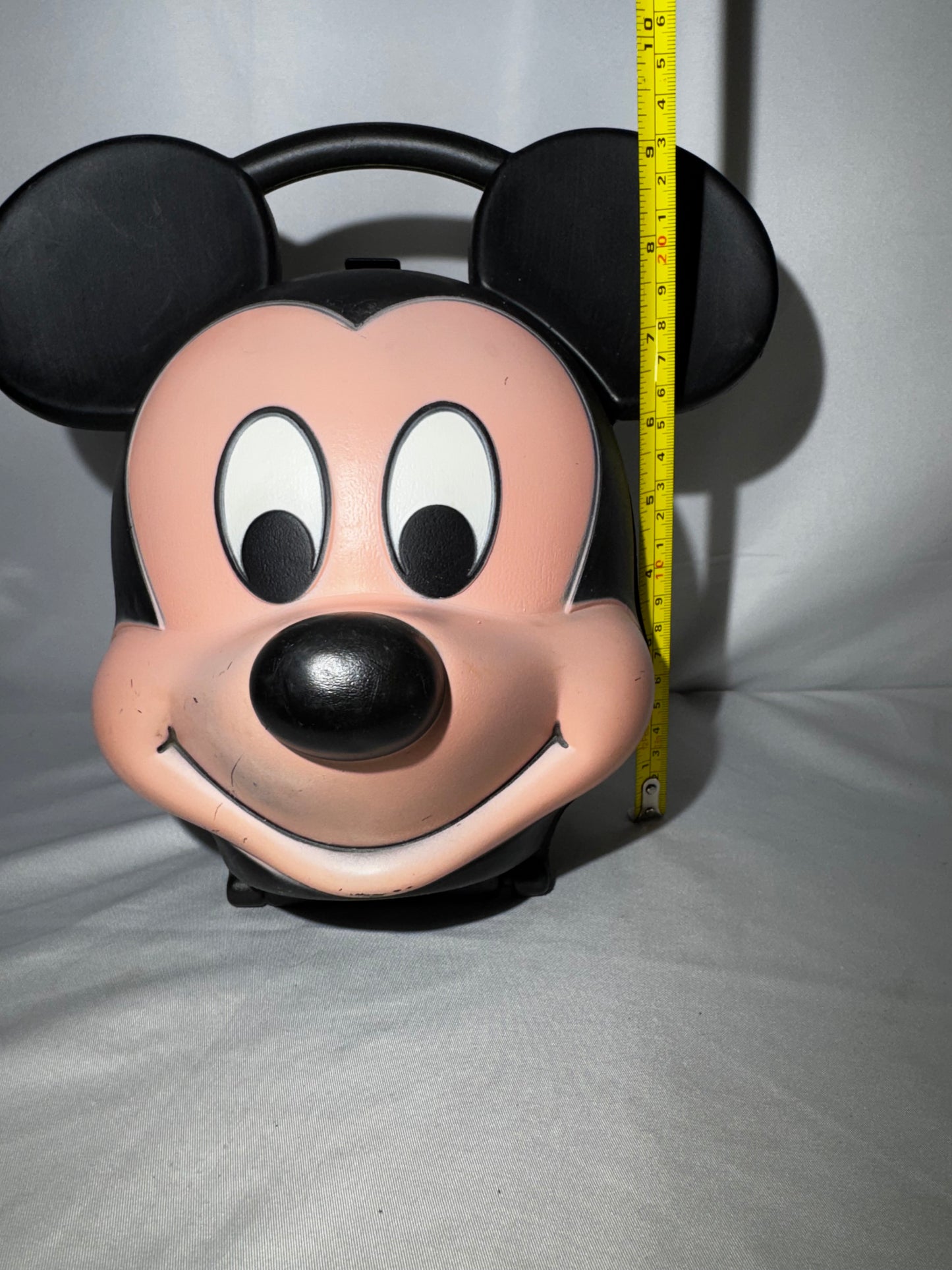 Vintage Disney Mickey Mouse Head Lunchbox & Thermos Set Aladdin 3D Molded Plastic