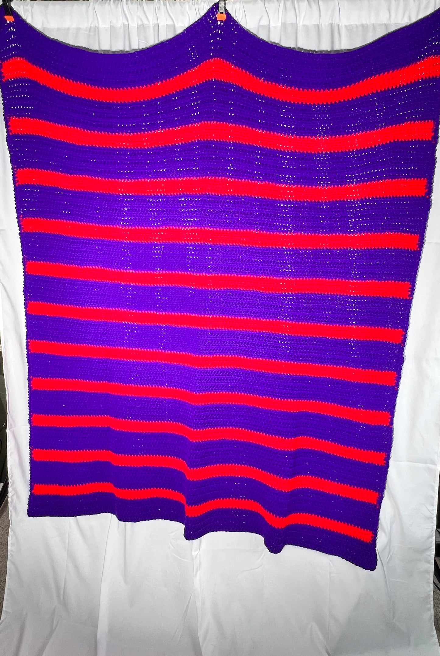 Afghan- 49” x 65” - Purple and Red - Hand Crochet Blanket