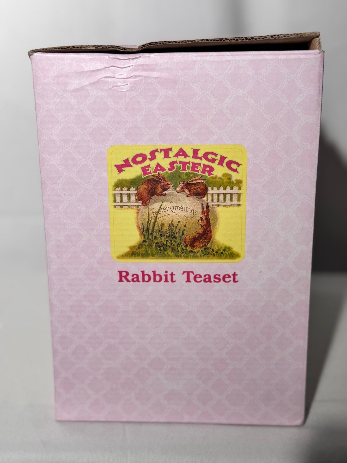 Rabbit Tea Set -set of 6 - serving tray, tea pot with lid, sugar with lid, creamer- Nostalgic Easter