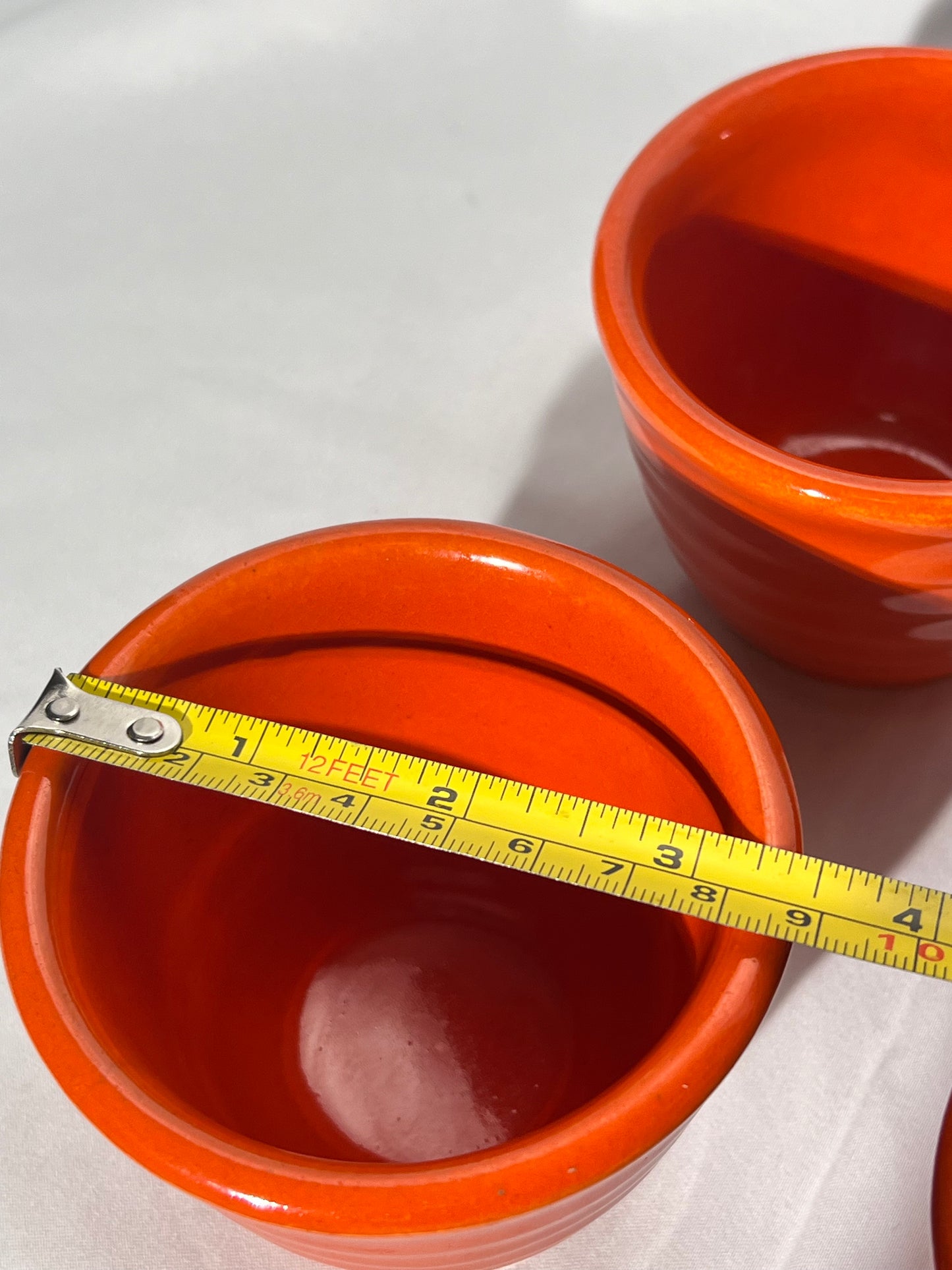Bauer Pottery- Ring ware - set of 6 - 2 1/2” x 3 1/2” Custard cup -Vintage -Orange