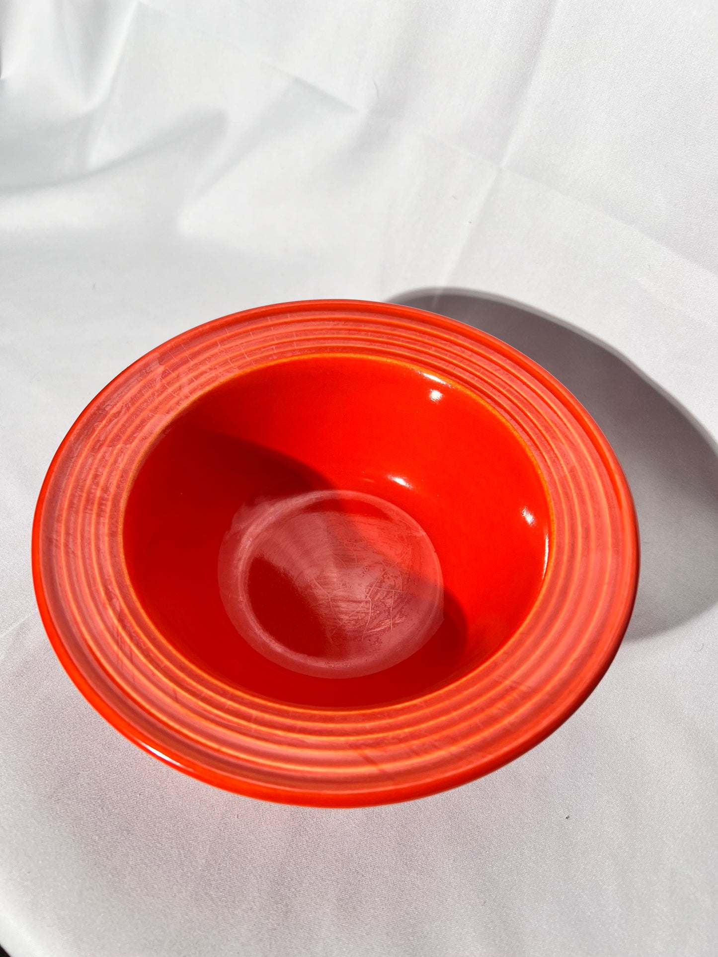 Bauer Pottery- Los Angeles- Vintage- Orange- Ring ware - 7” bowl