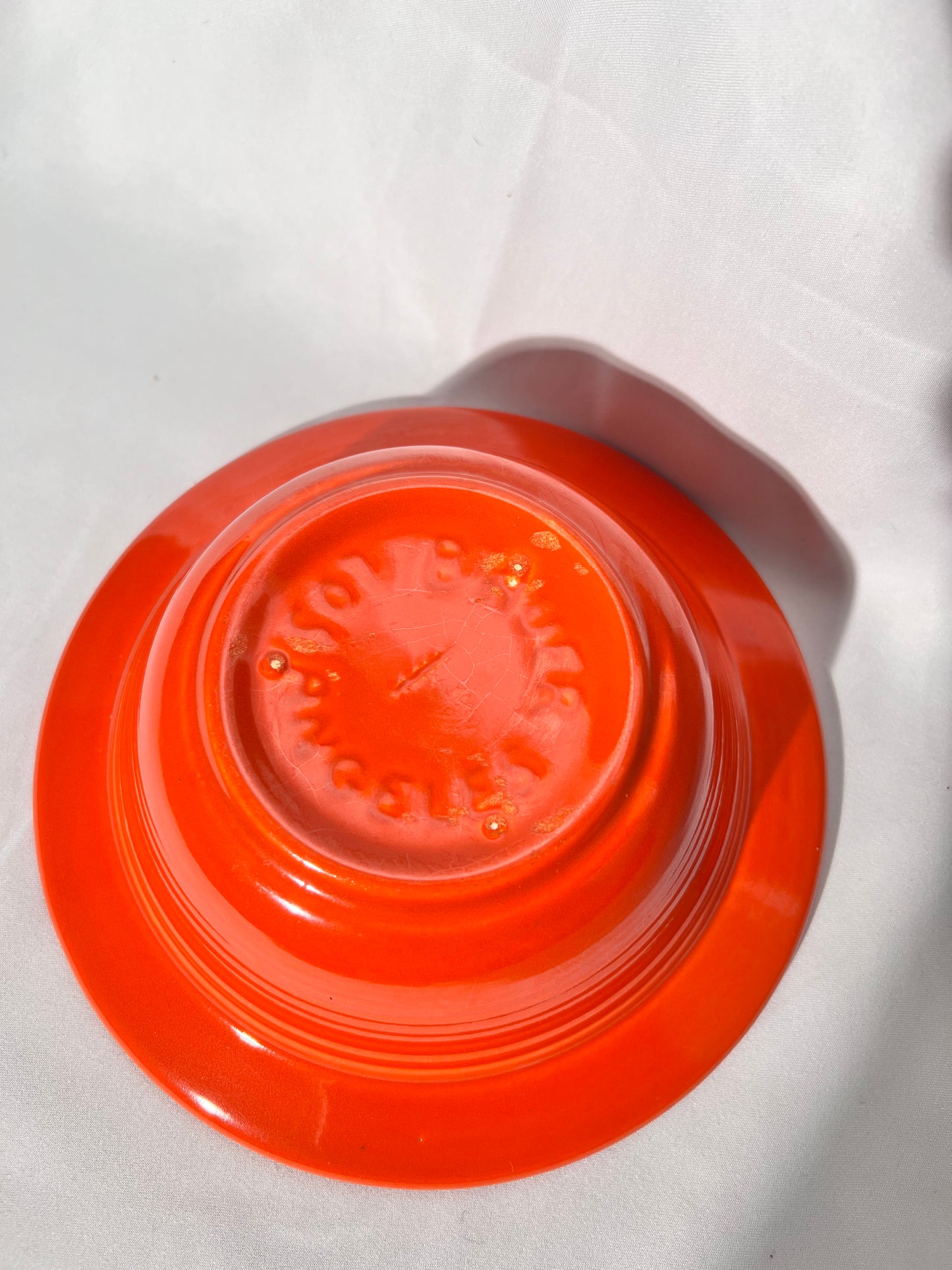 Bauer Pottery- Los Angeles- Vintage- Orange- Ring ware - 7” bowl