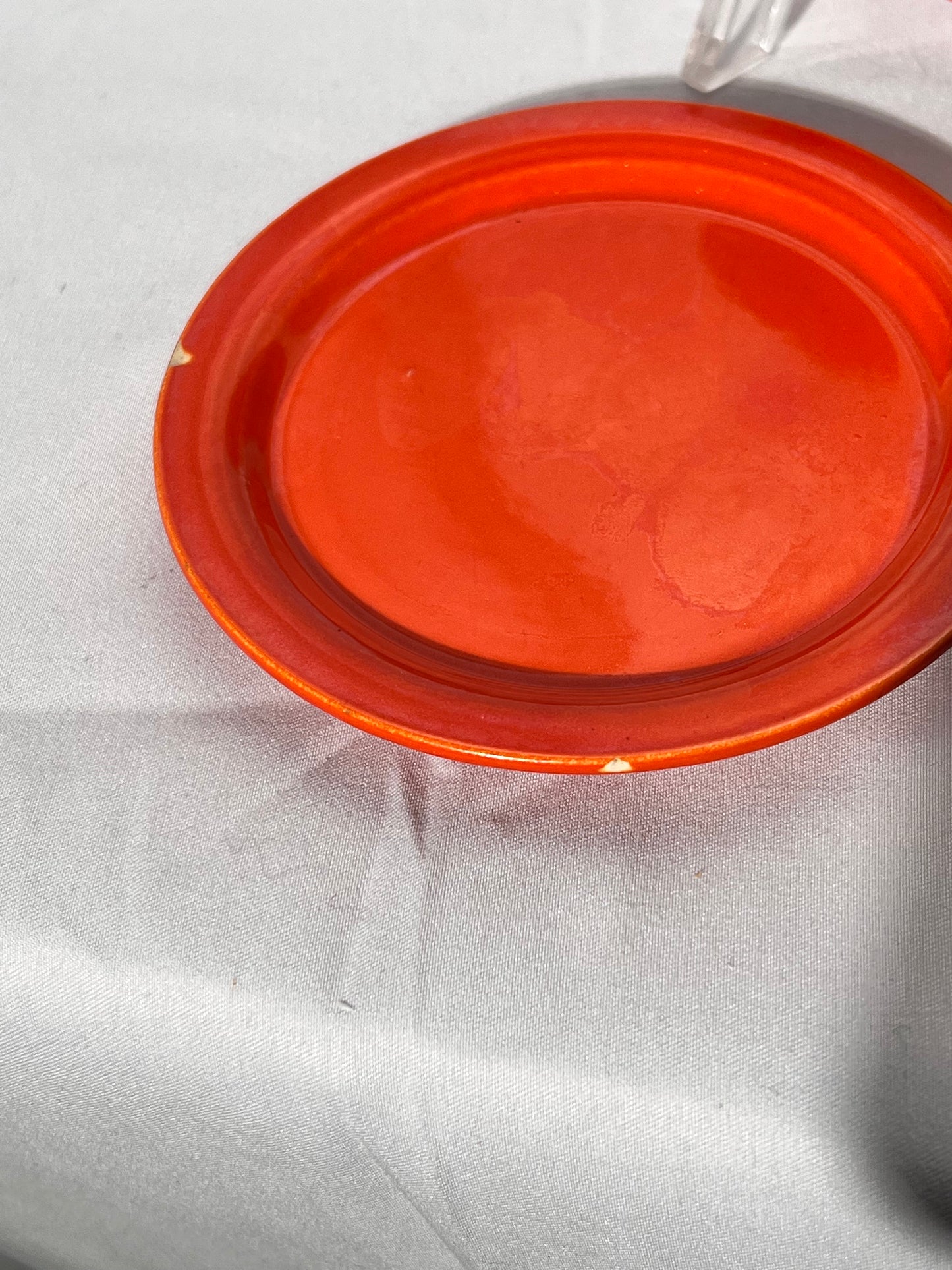 Bauer Pottery- vintage- orange- 4 1/2” saucers - set of 3 - Ring ware