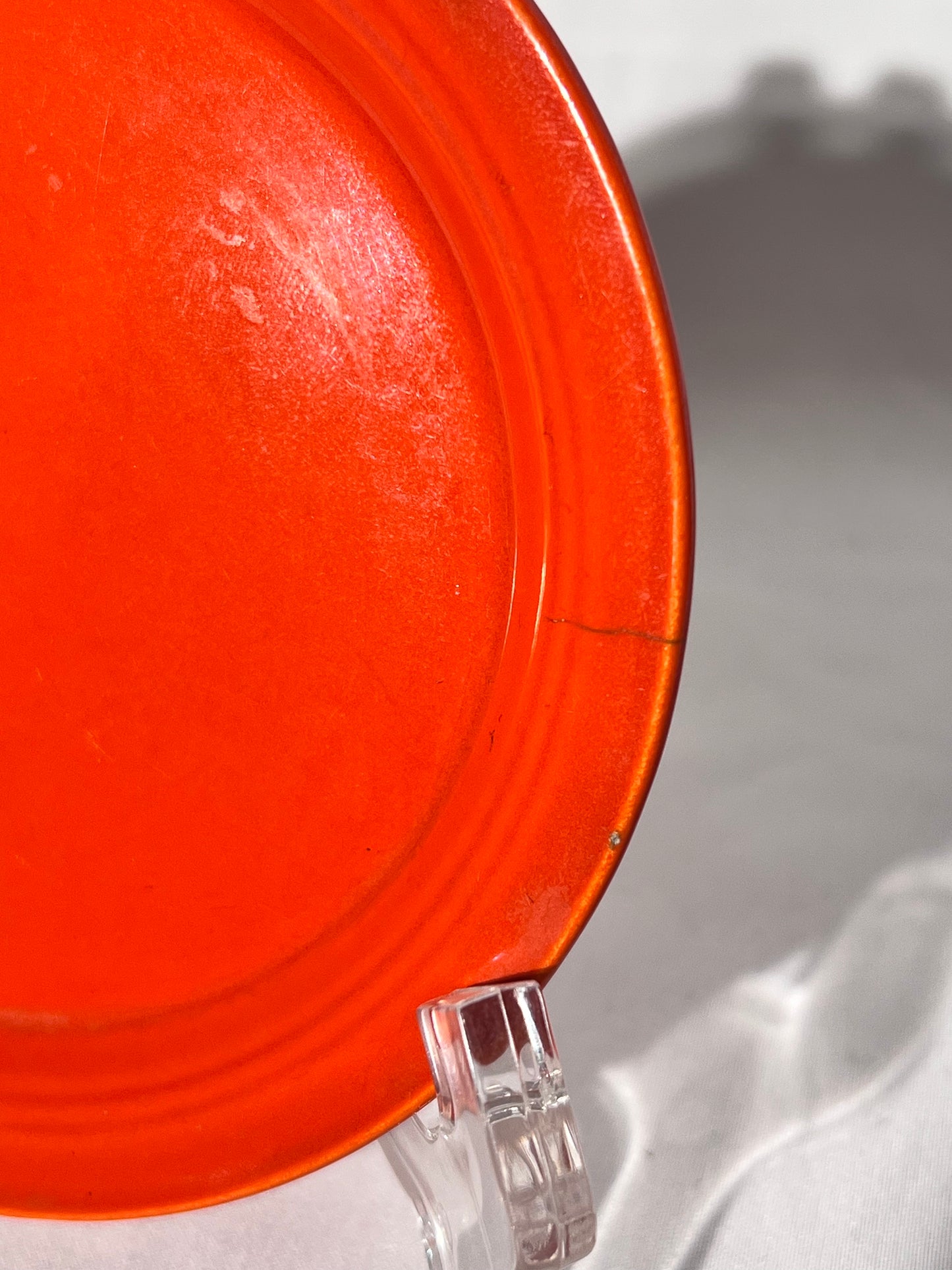 Bauer Pottery- vintage- orange- 4 1/2” saucers - set of 3 - Ring ware